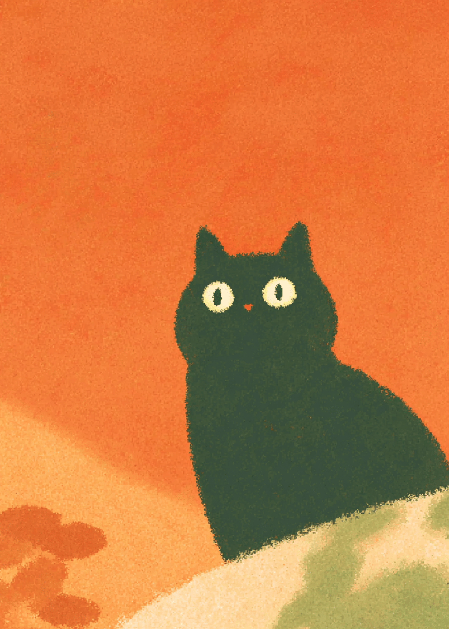 black cat looming over