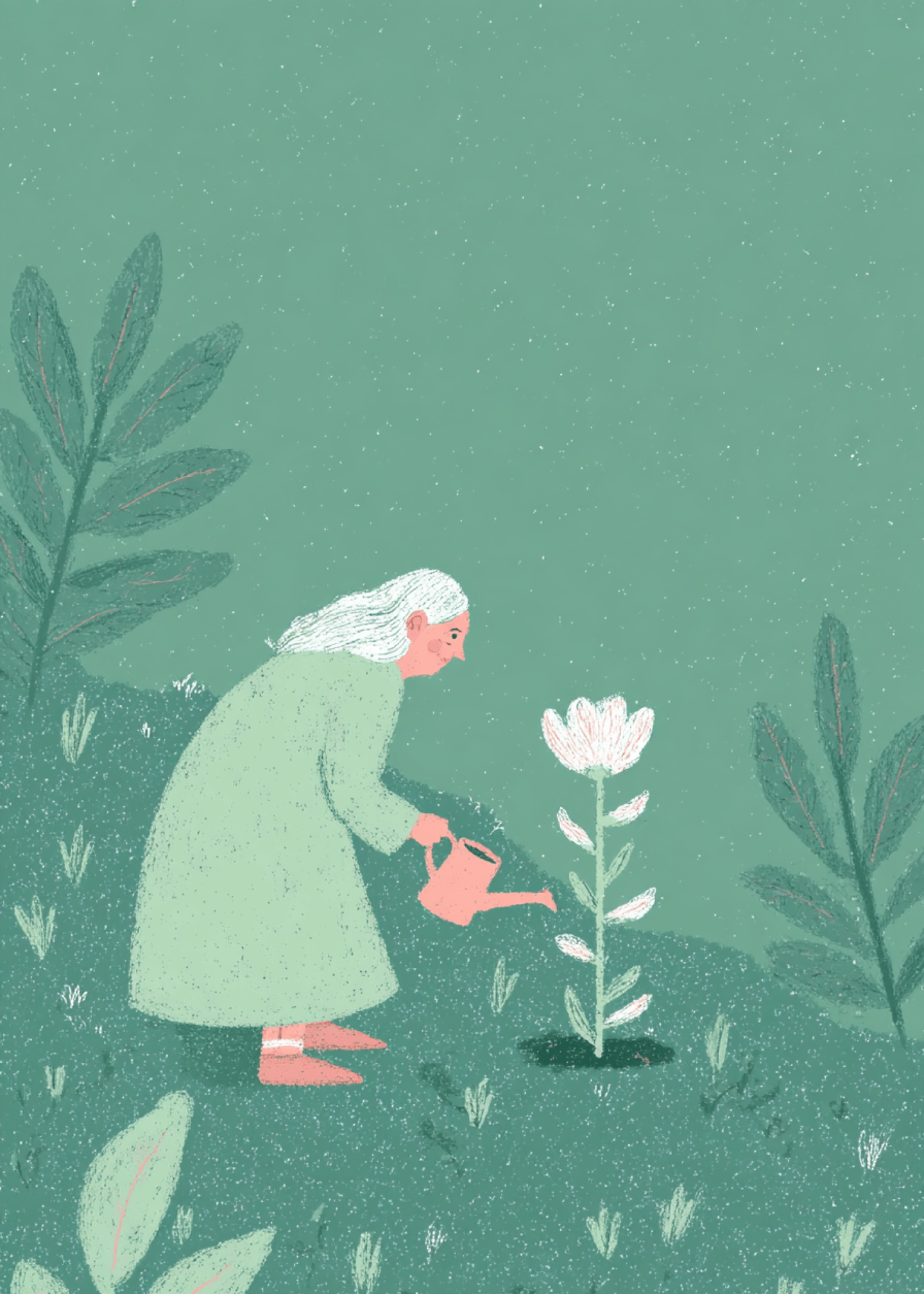 grandma watering
