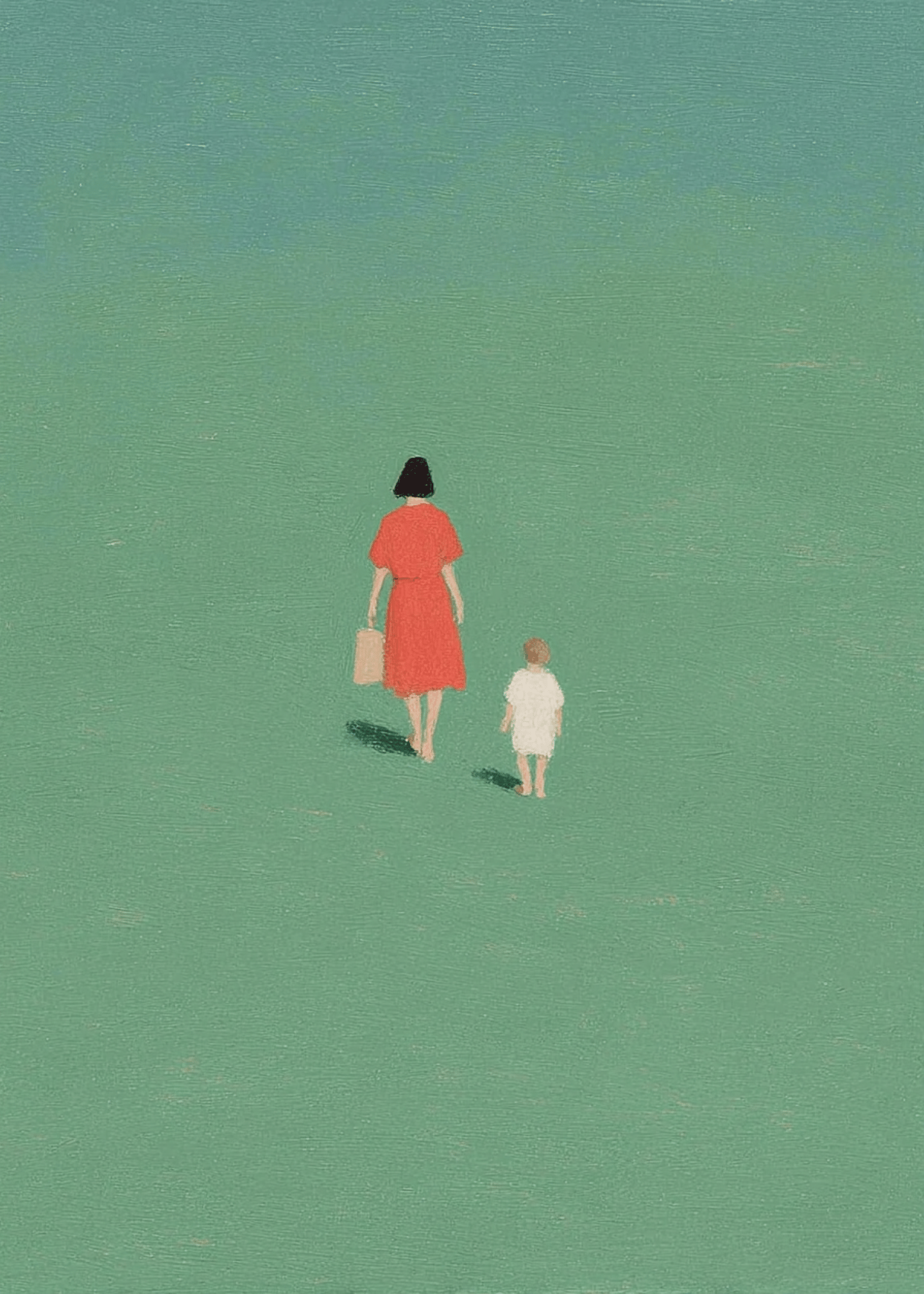 mom and child painting walking