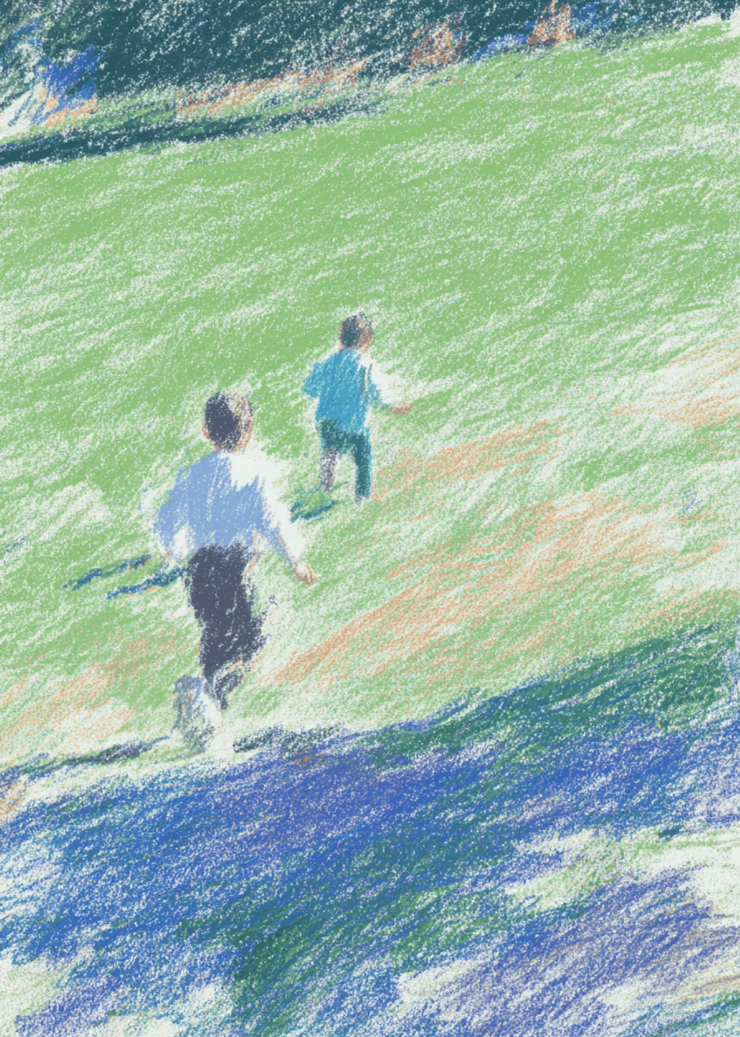illustration of two people running together