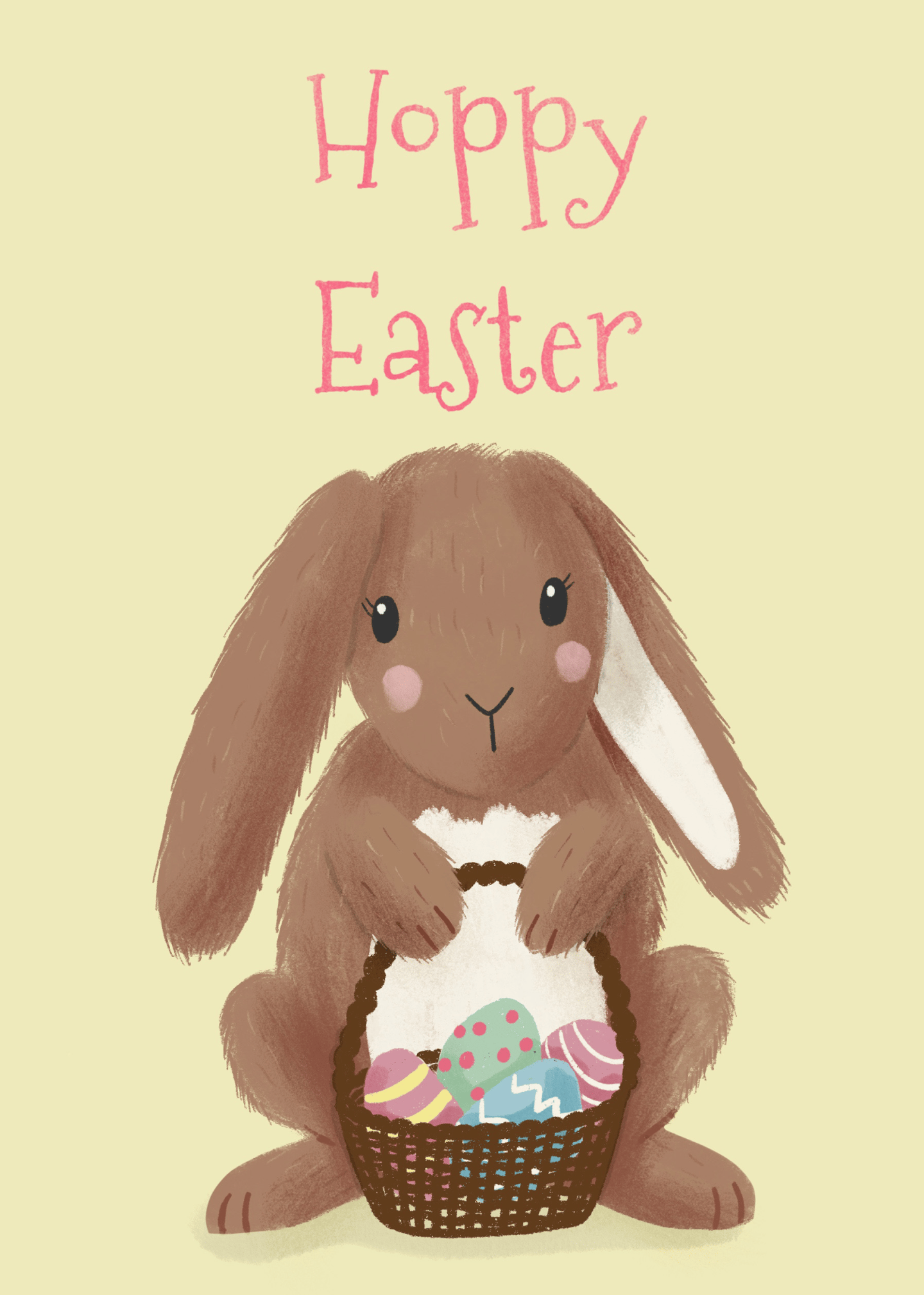 hoppy easter bunny carrying basket
