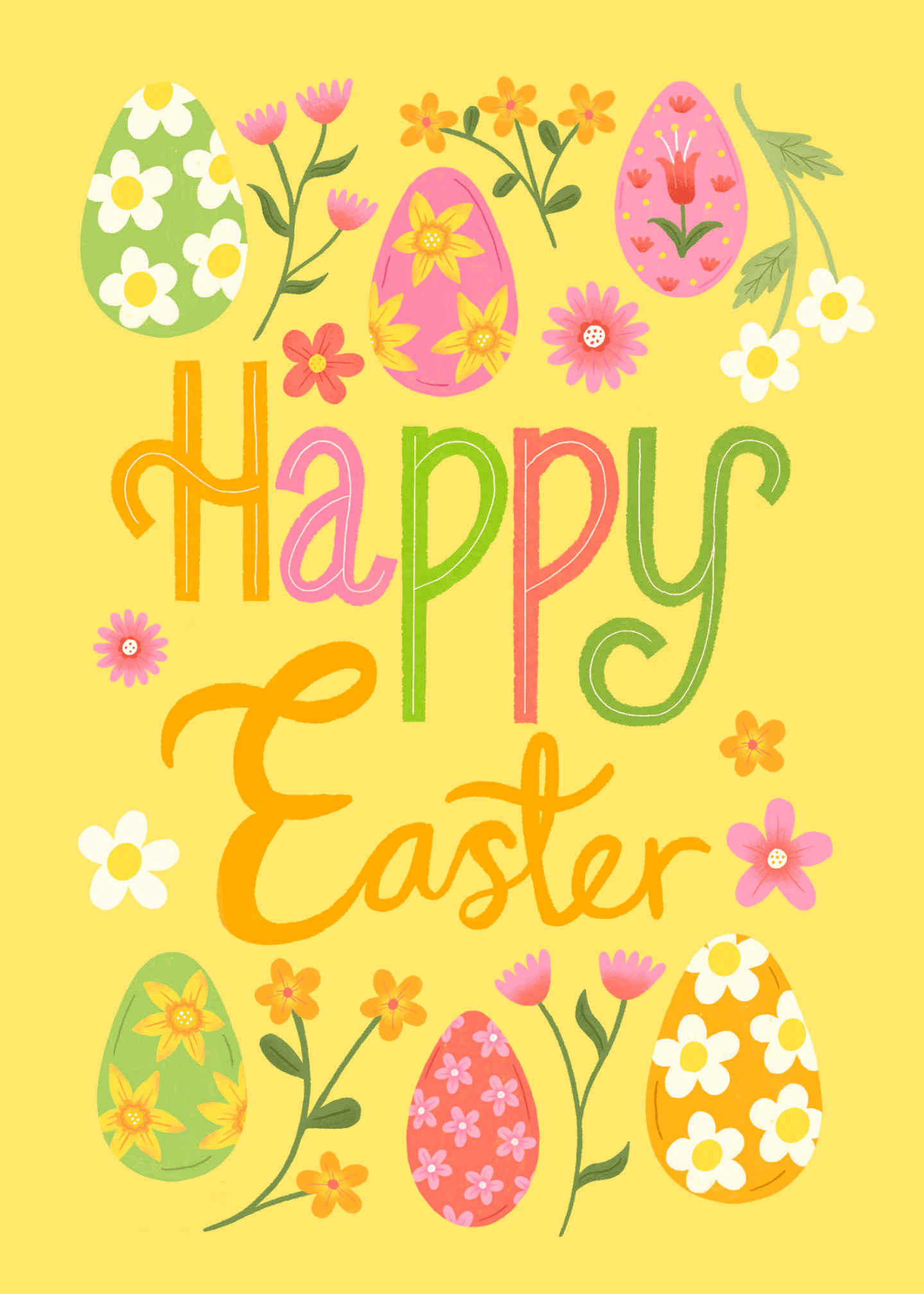 happy easter floral and egg design
