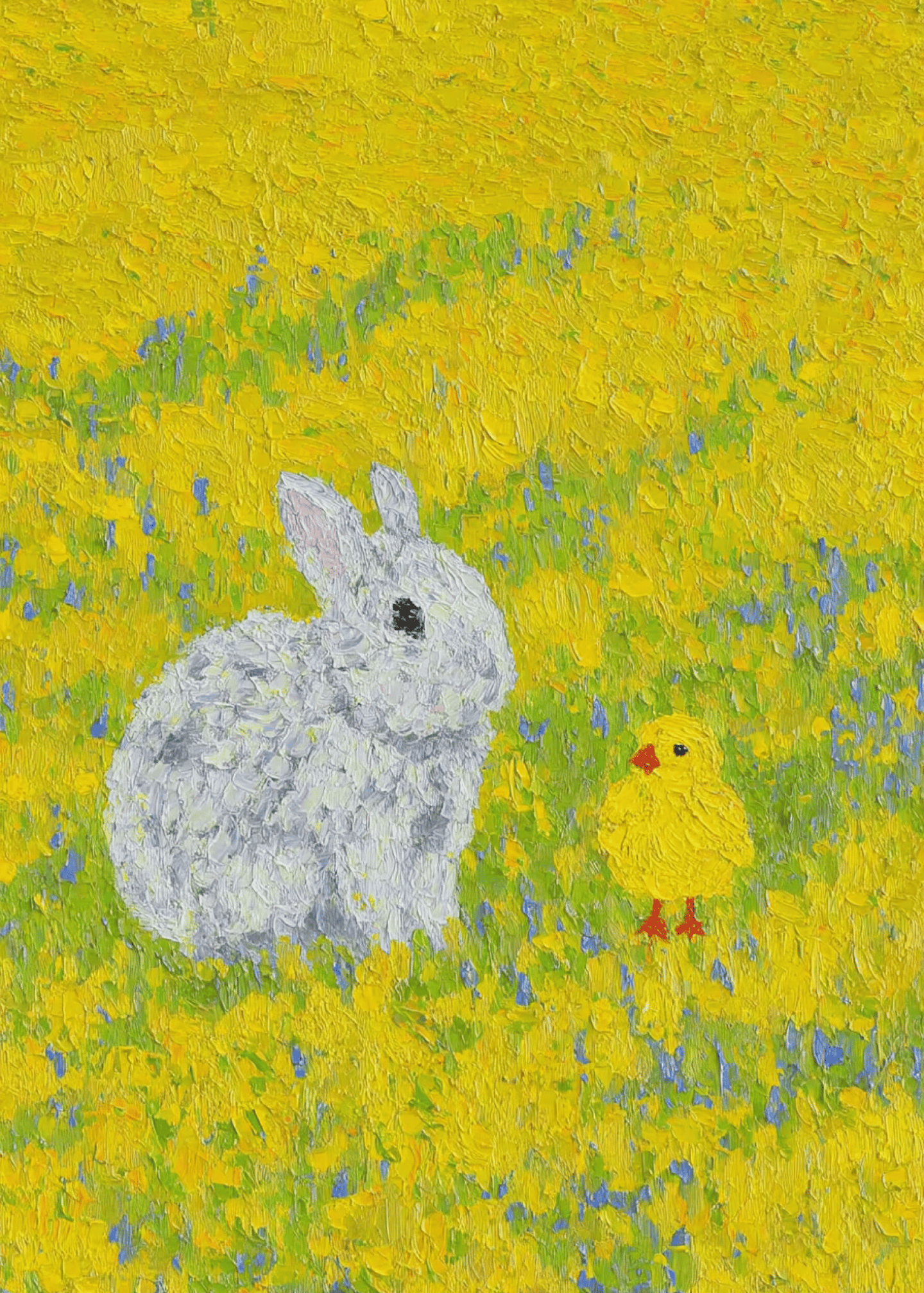 chick and bunny painting