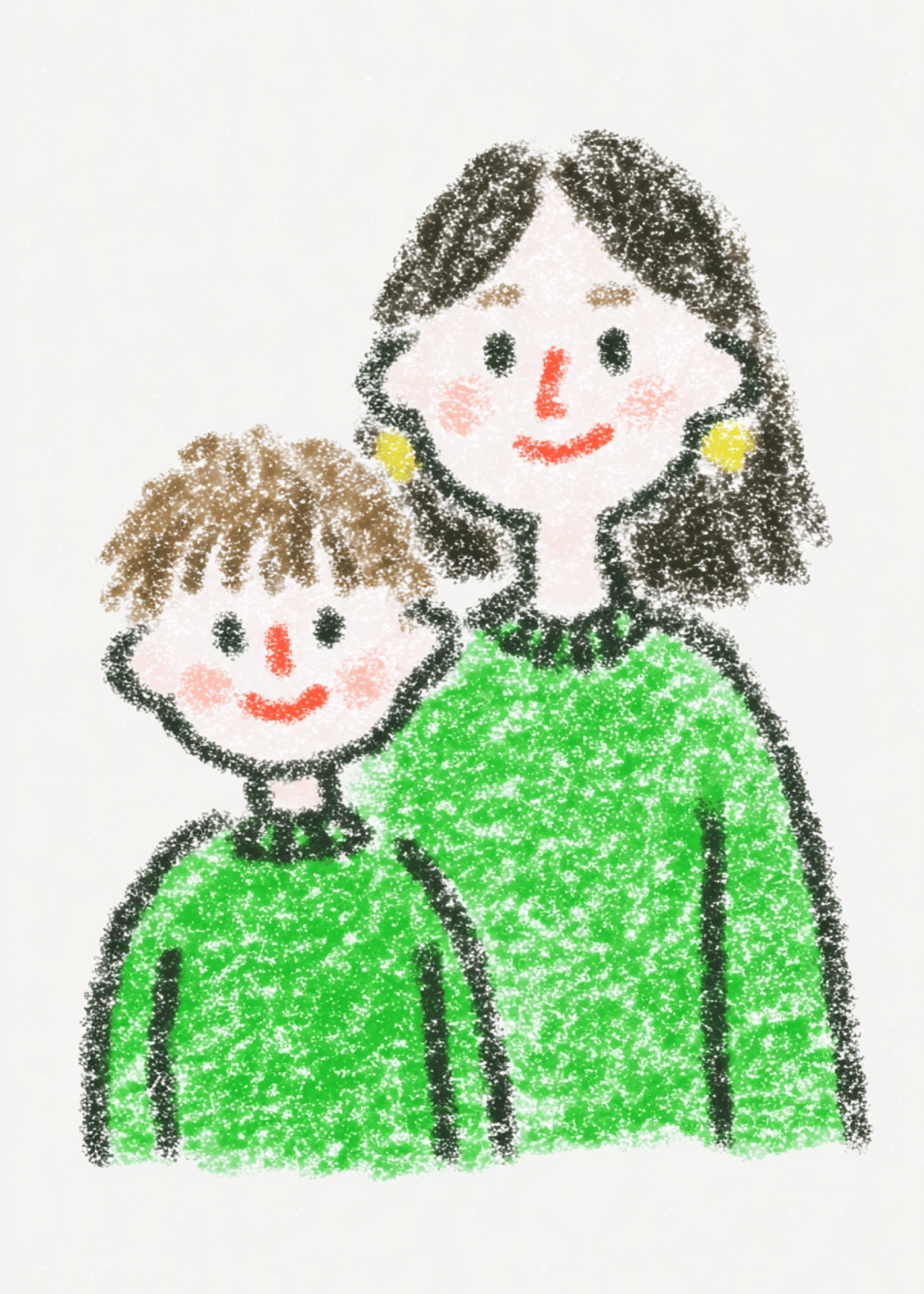 mom and son crayon sketch