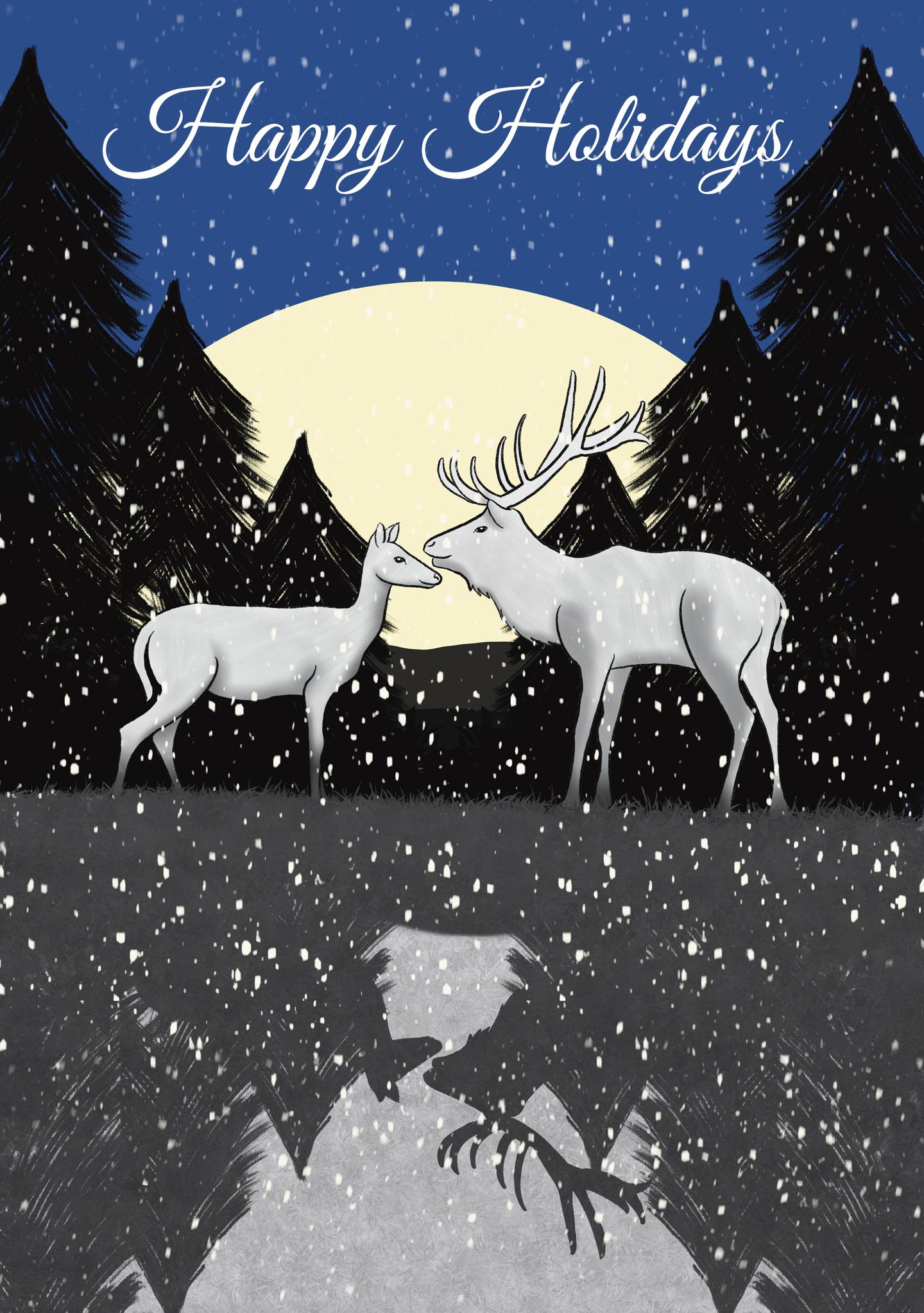 Moonlit Winter Deer