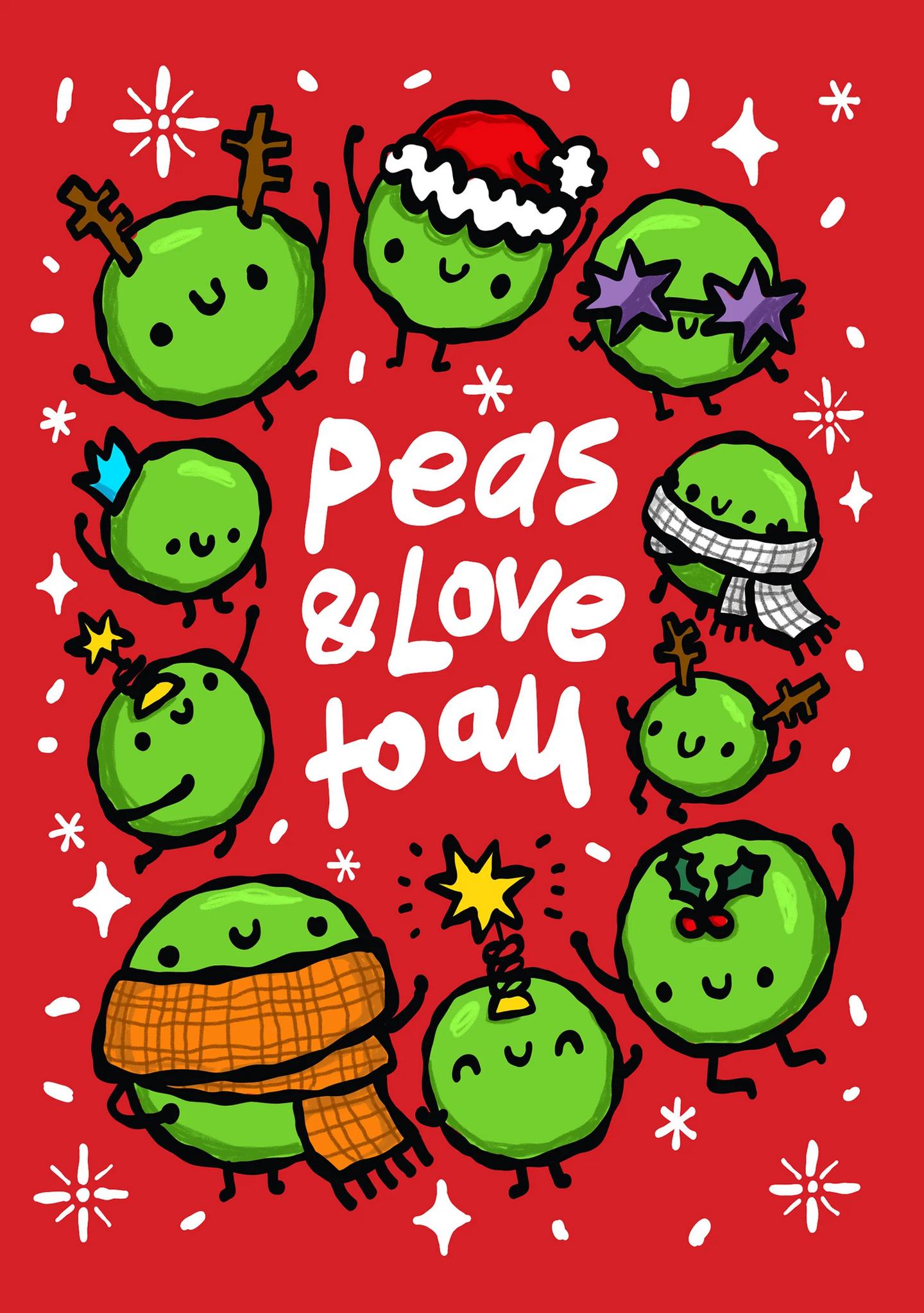Peas & Love Christmas Card
