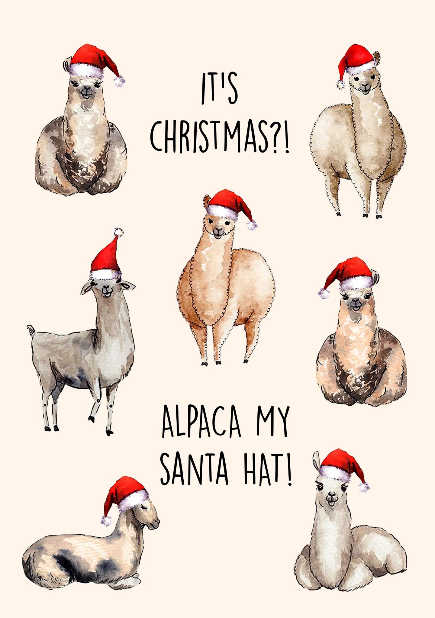 Alpaca My Santa Hat Card