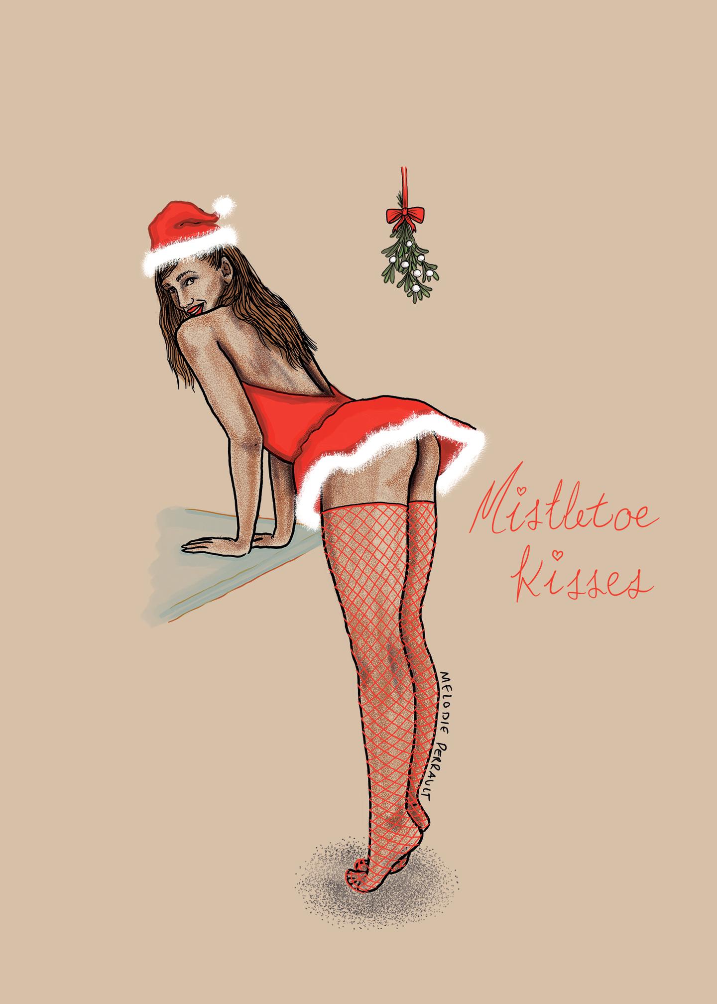 Mistletoe Kisses Naughty Christmas Card