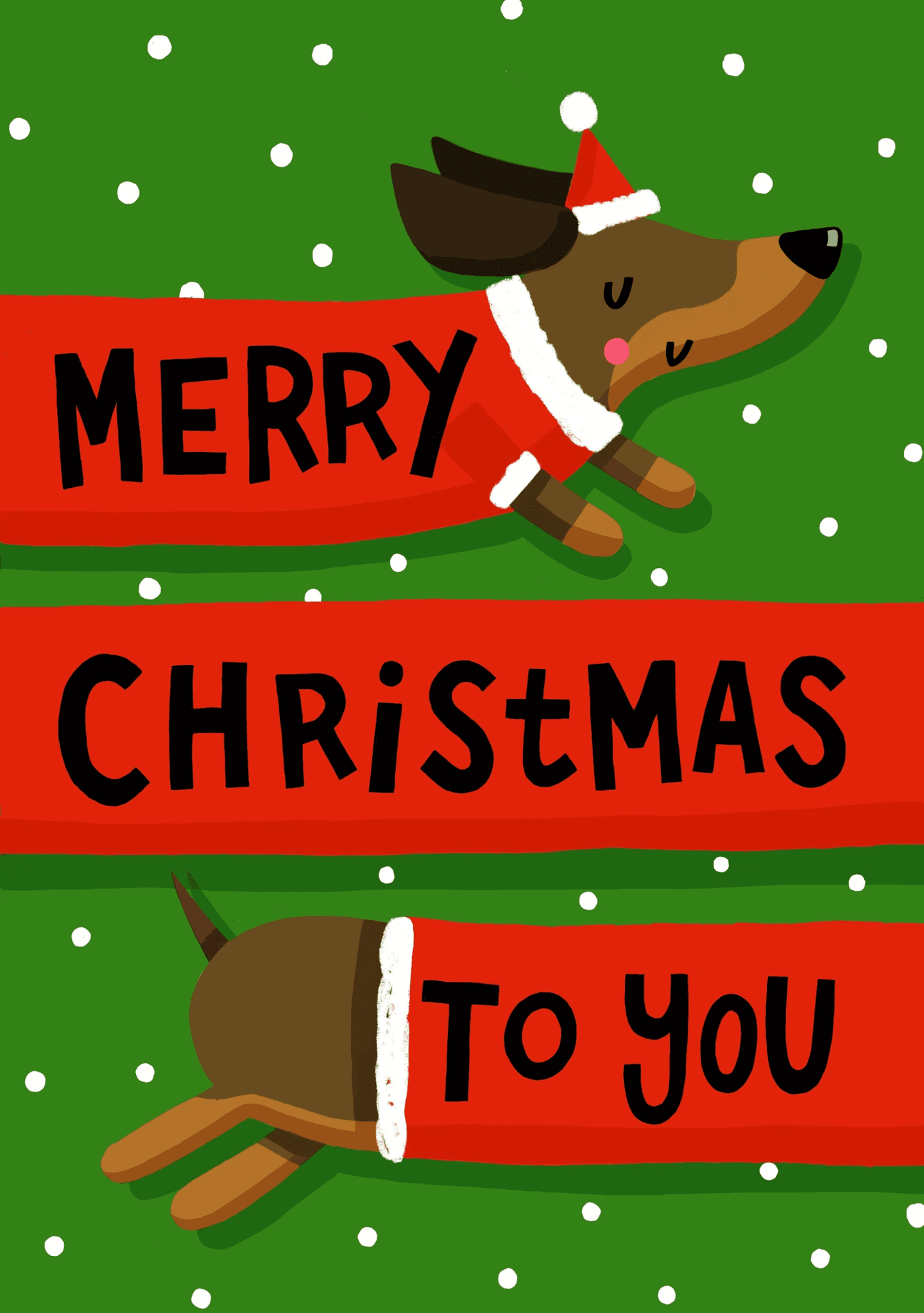 Dachshund Merry Christmas Card