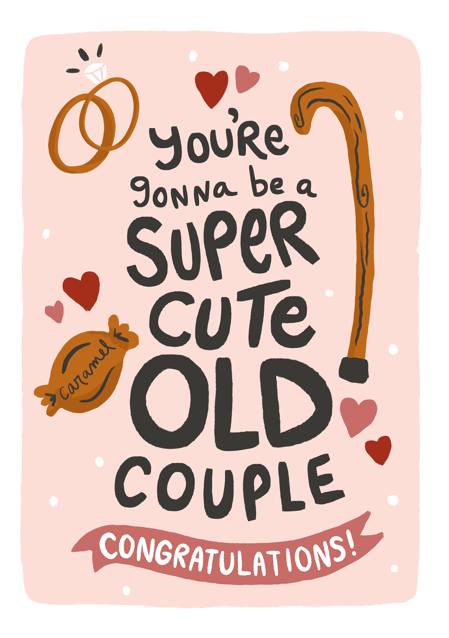 Super Cute Old Couple Wedding Card