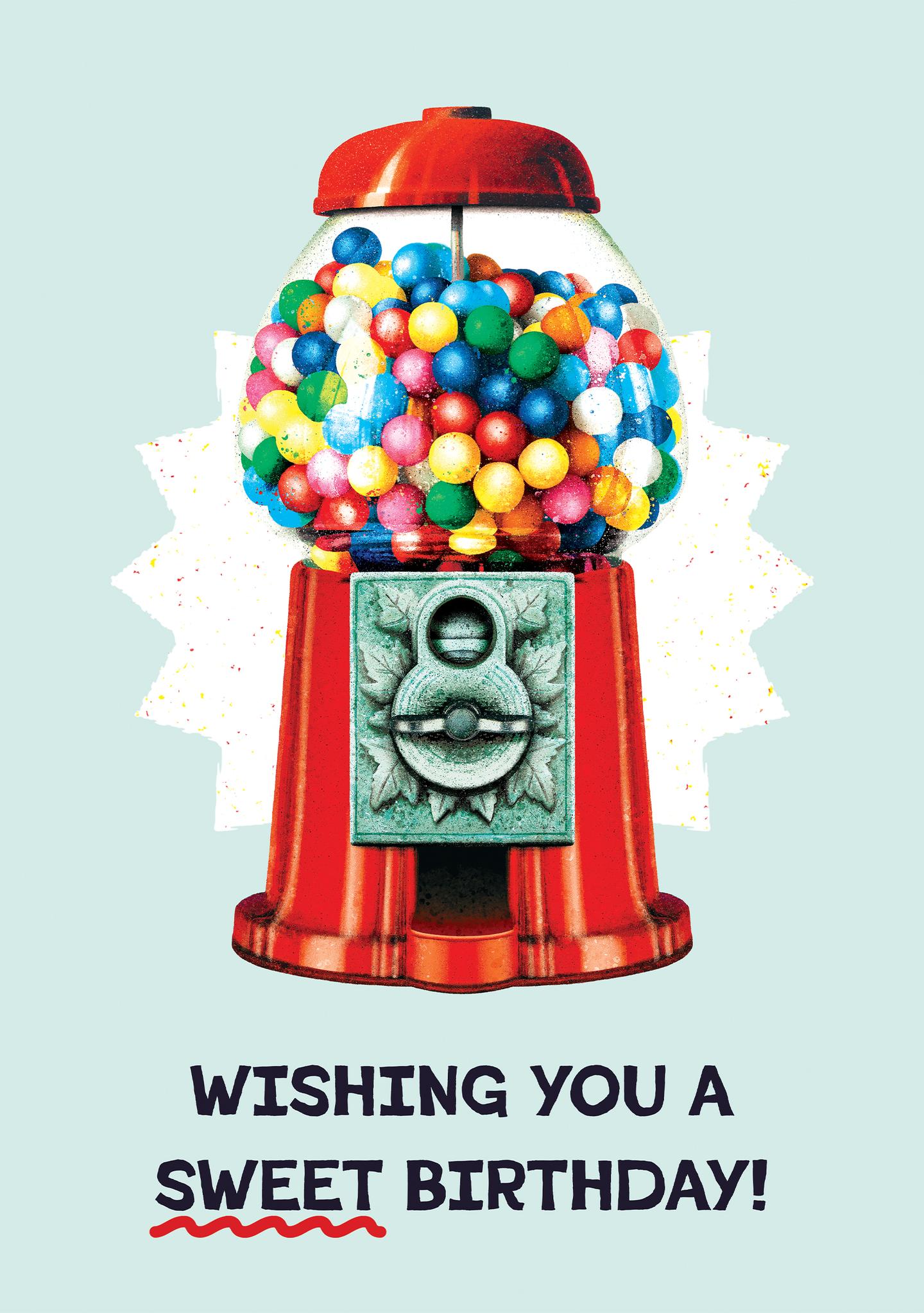 Sweet Birthday Gumball Machine Card
