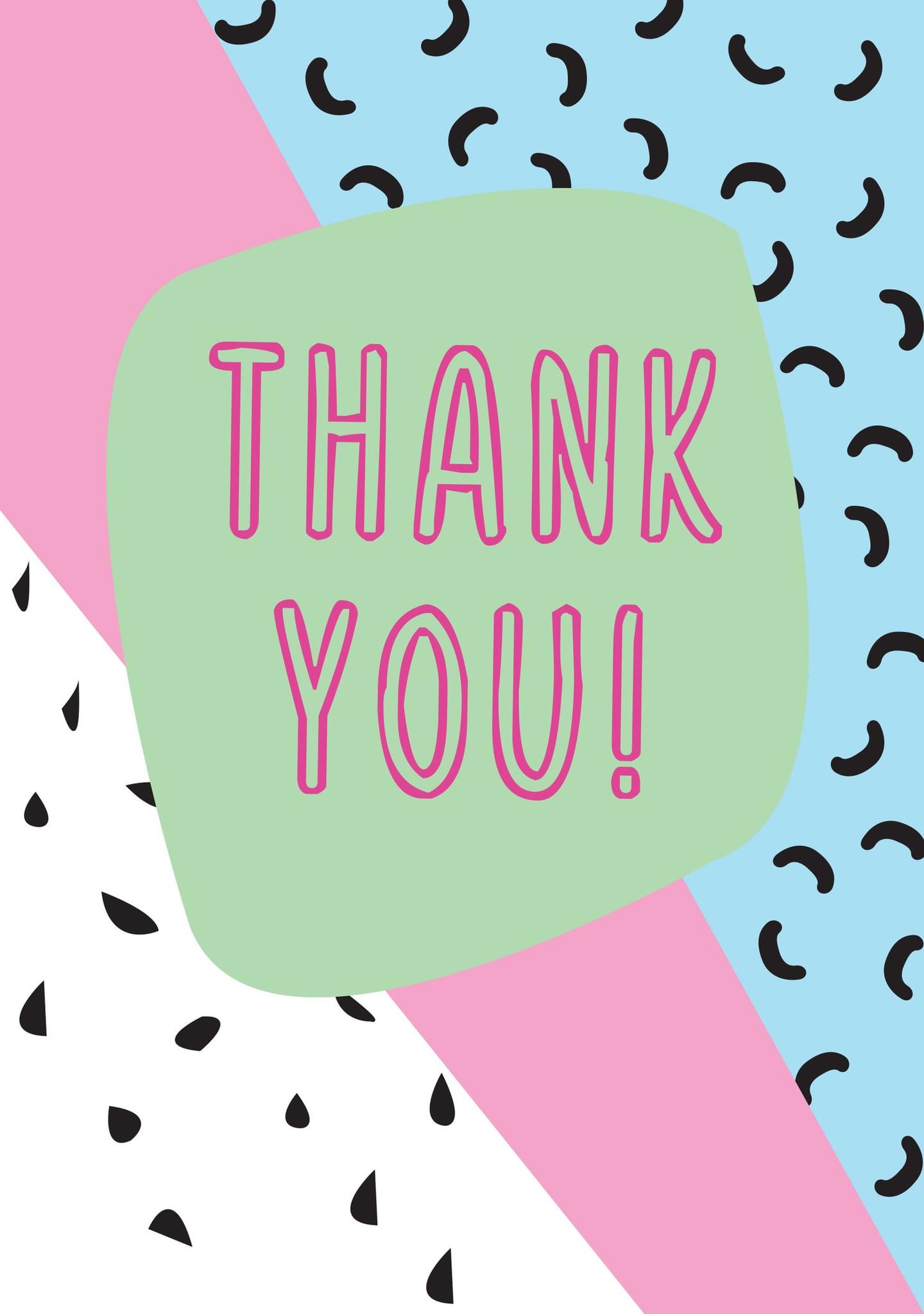 Retro Patterned Thank You Card