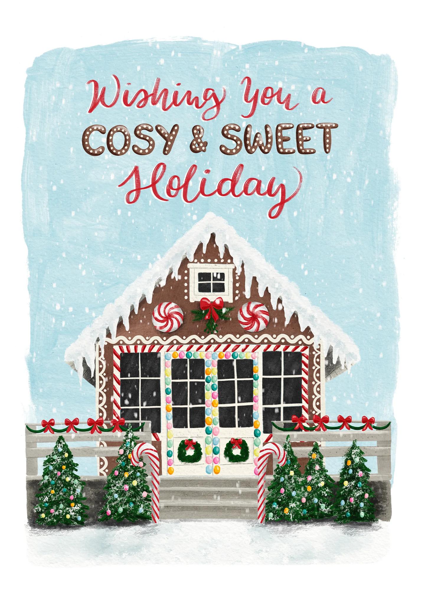 Cozy & Sweet Holiday Gingerbread House Card