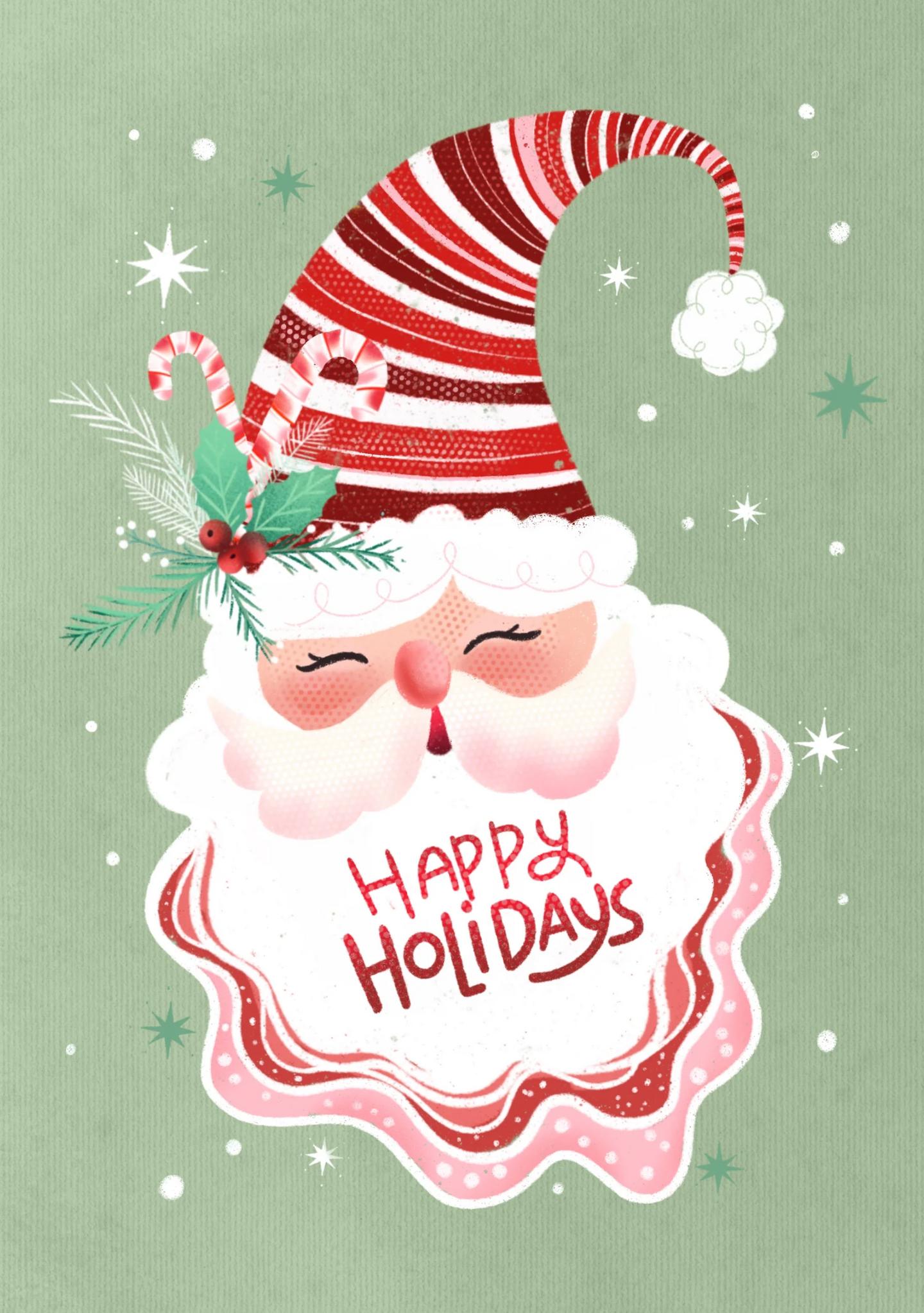 Festive Santa Happy Holidays Card