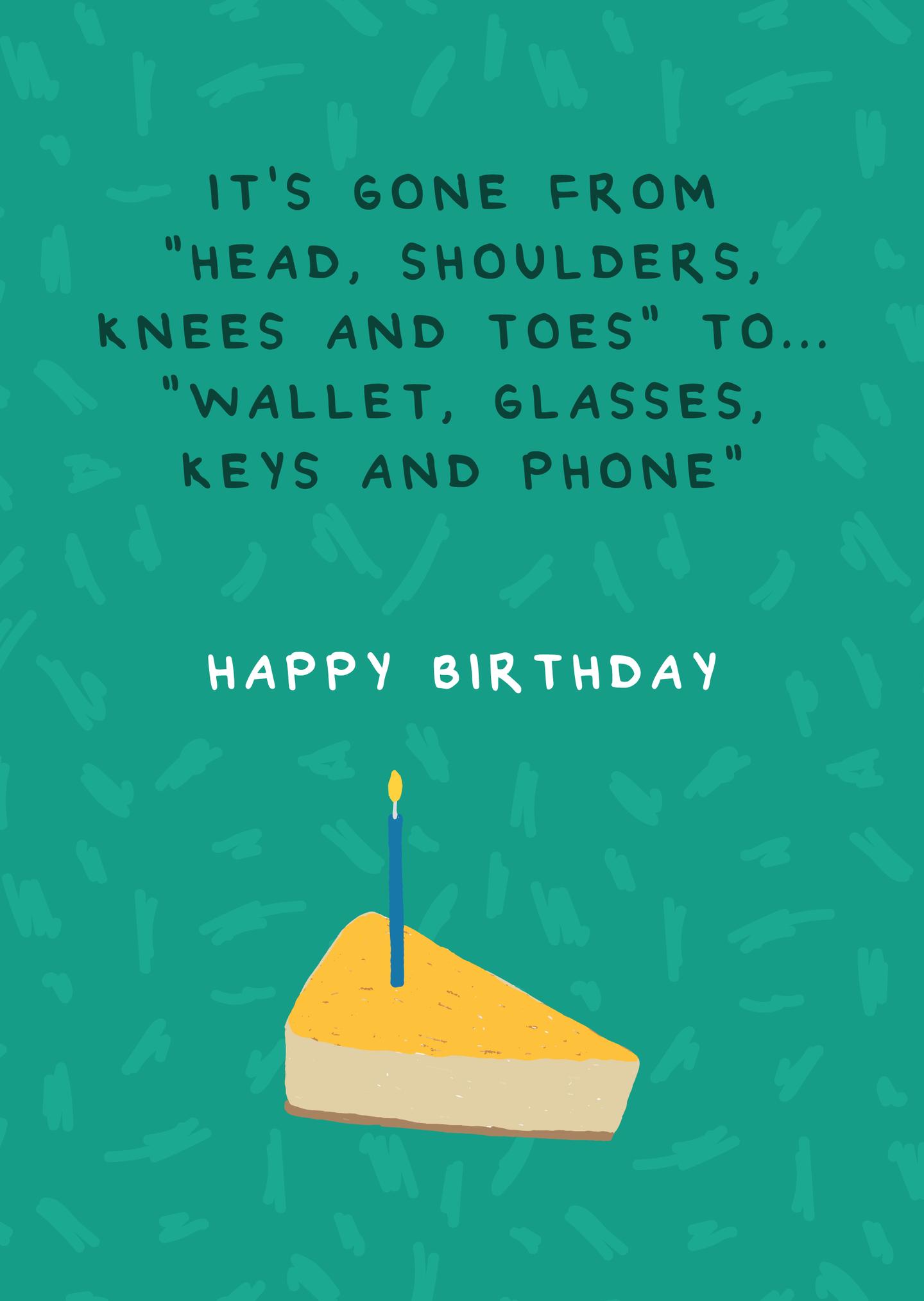 Wallet Glasses Keys Birthday Card