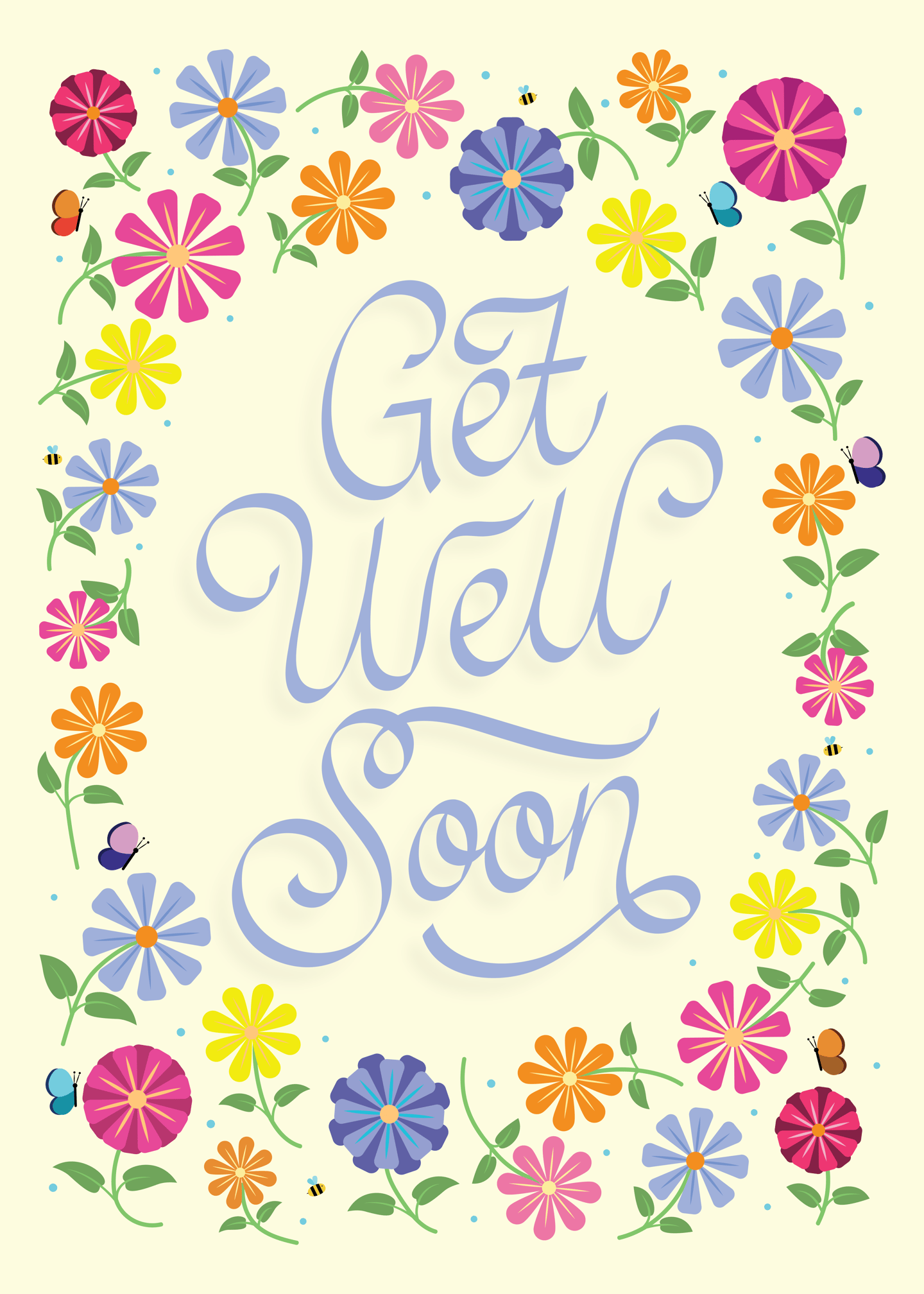 Bright Floral Get Well Soon Card