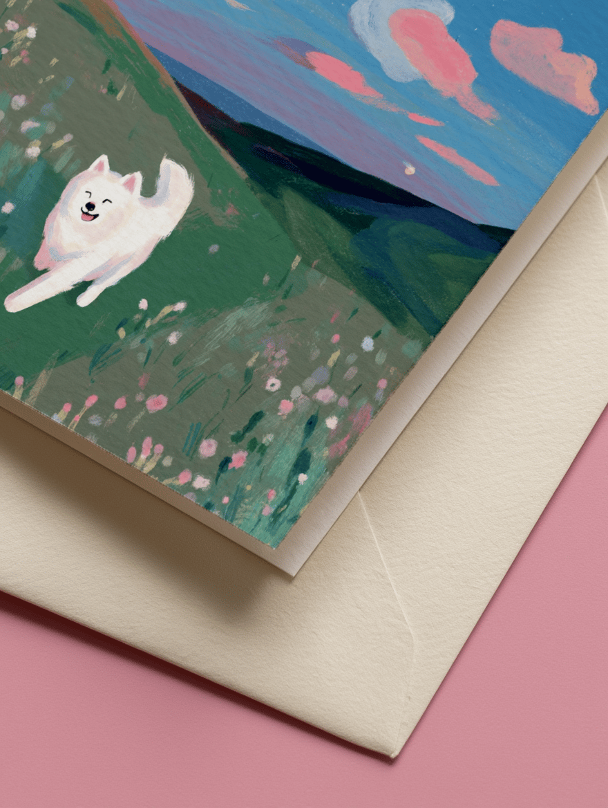white dog in field mockup 3
