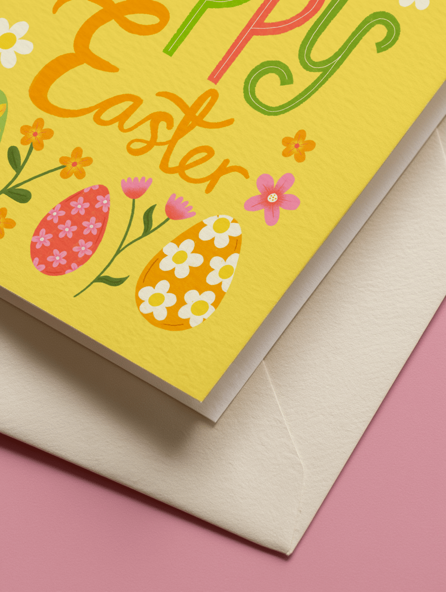 happy easter floral and egg design mockup 3