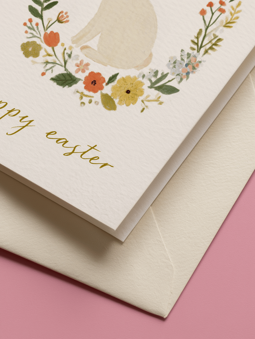 Floral Bunny Easter Card mockup 3
