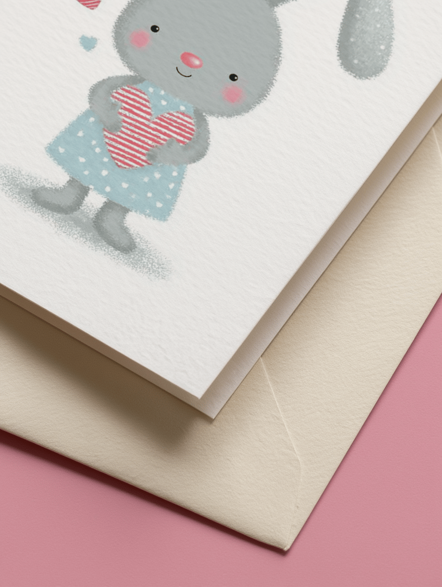 Cute Bunny Heart Card mockup 3