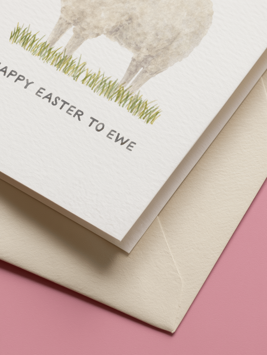 Ewe Easter Greetings Card mockup 3