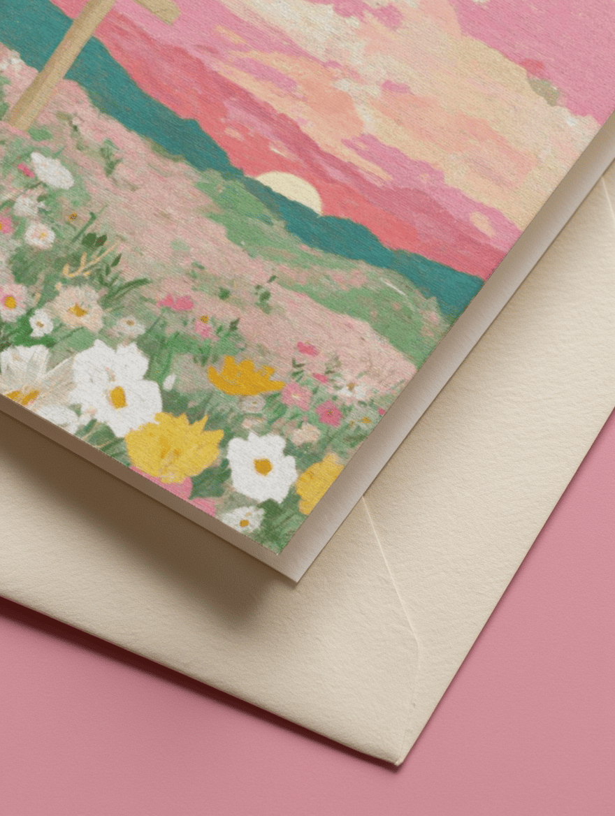 Peaceful Sunrise Sympathy Card mockup 3