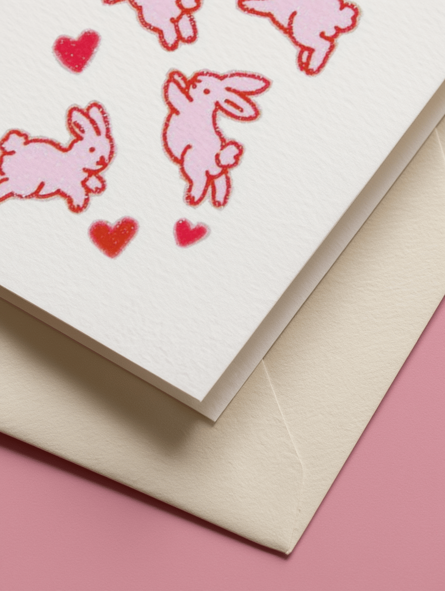 Cute Bunnies and Hearts Card mockup 3