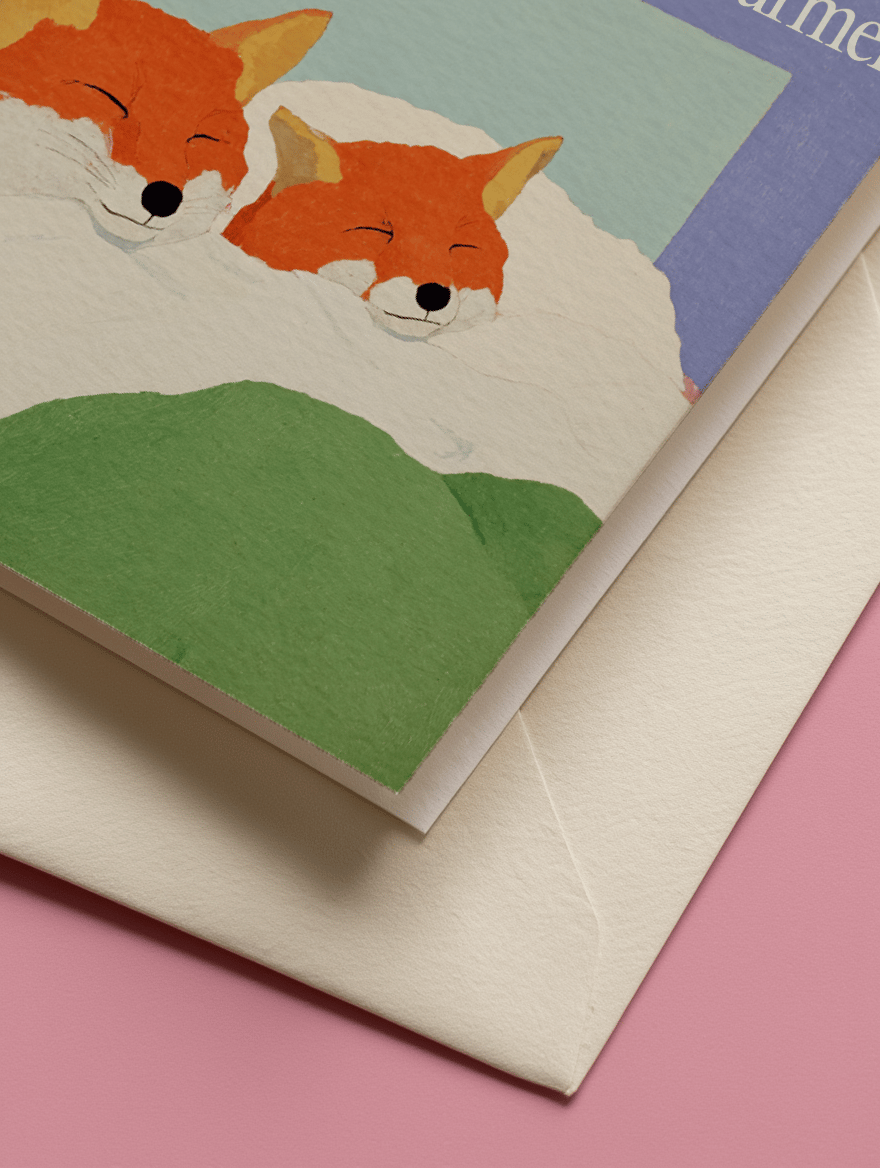 Warm Days with You Fox Card mockup 3