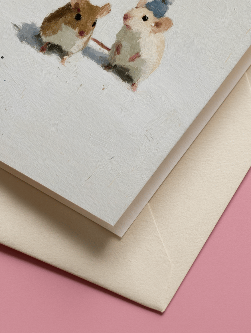 Playful Mice Christmas Card mockup 3