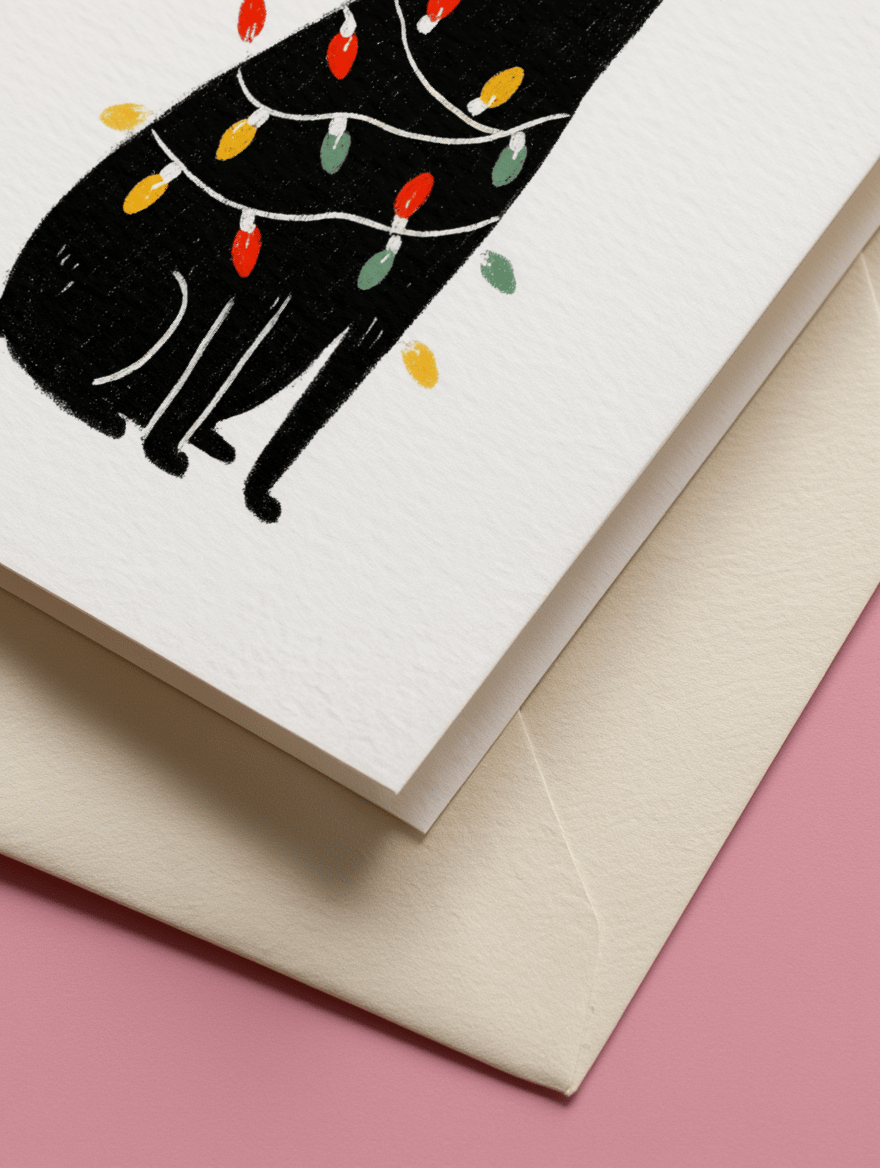 Festive Dog Love Lights Card mockup 3