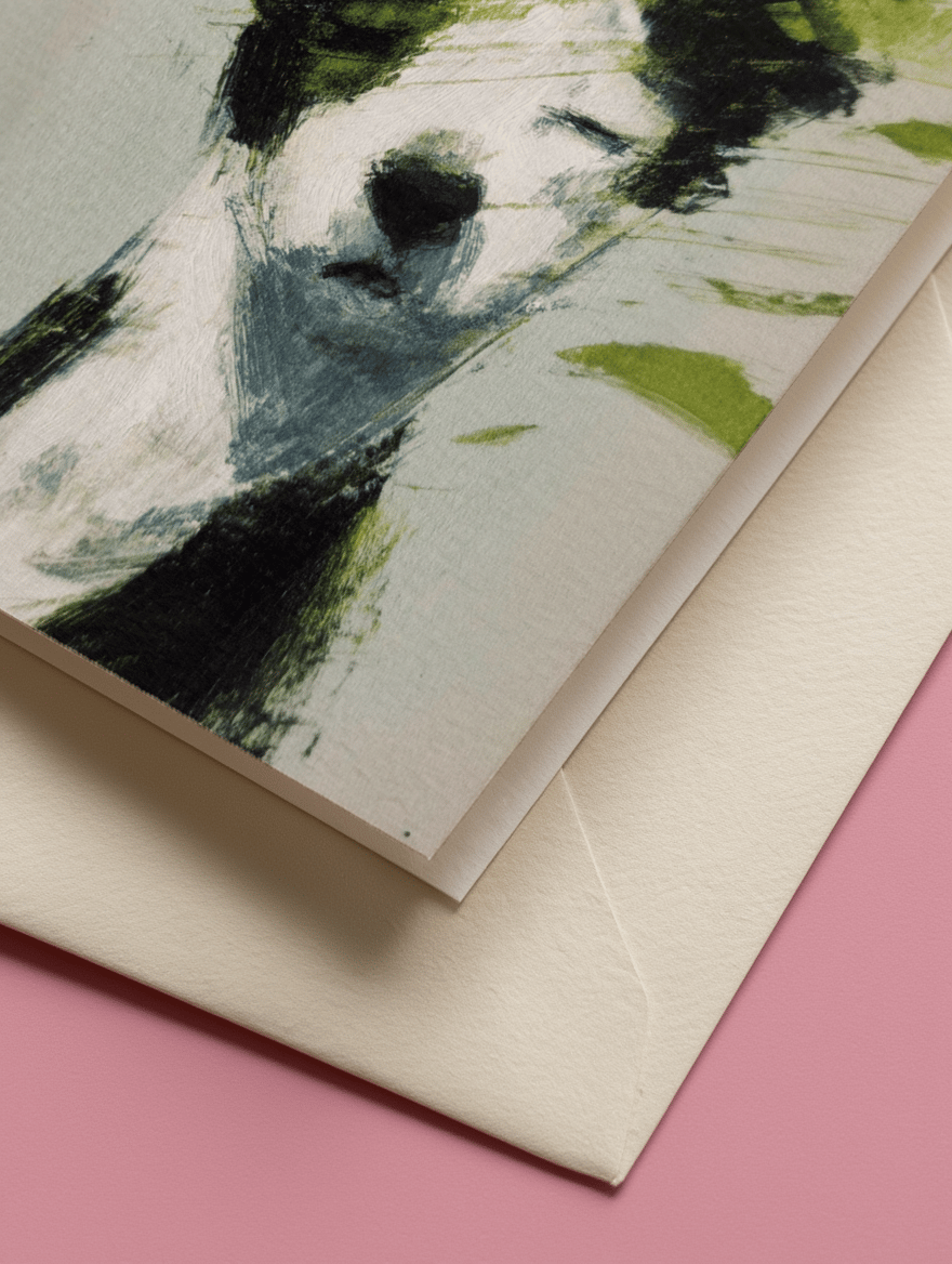 Abstract Green Pet Portrait Card mockup 3