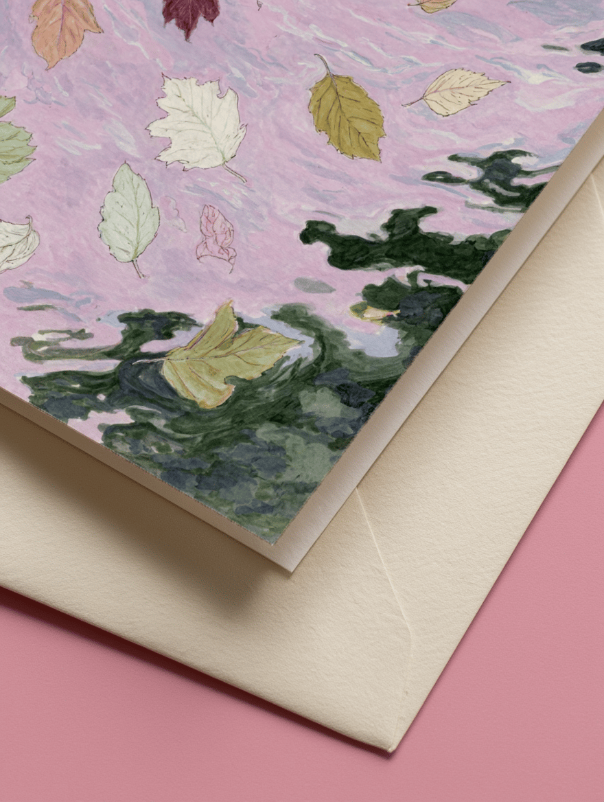 Ethereal Autumn Leaves Art Card mockup 3