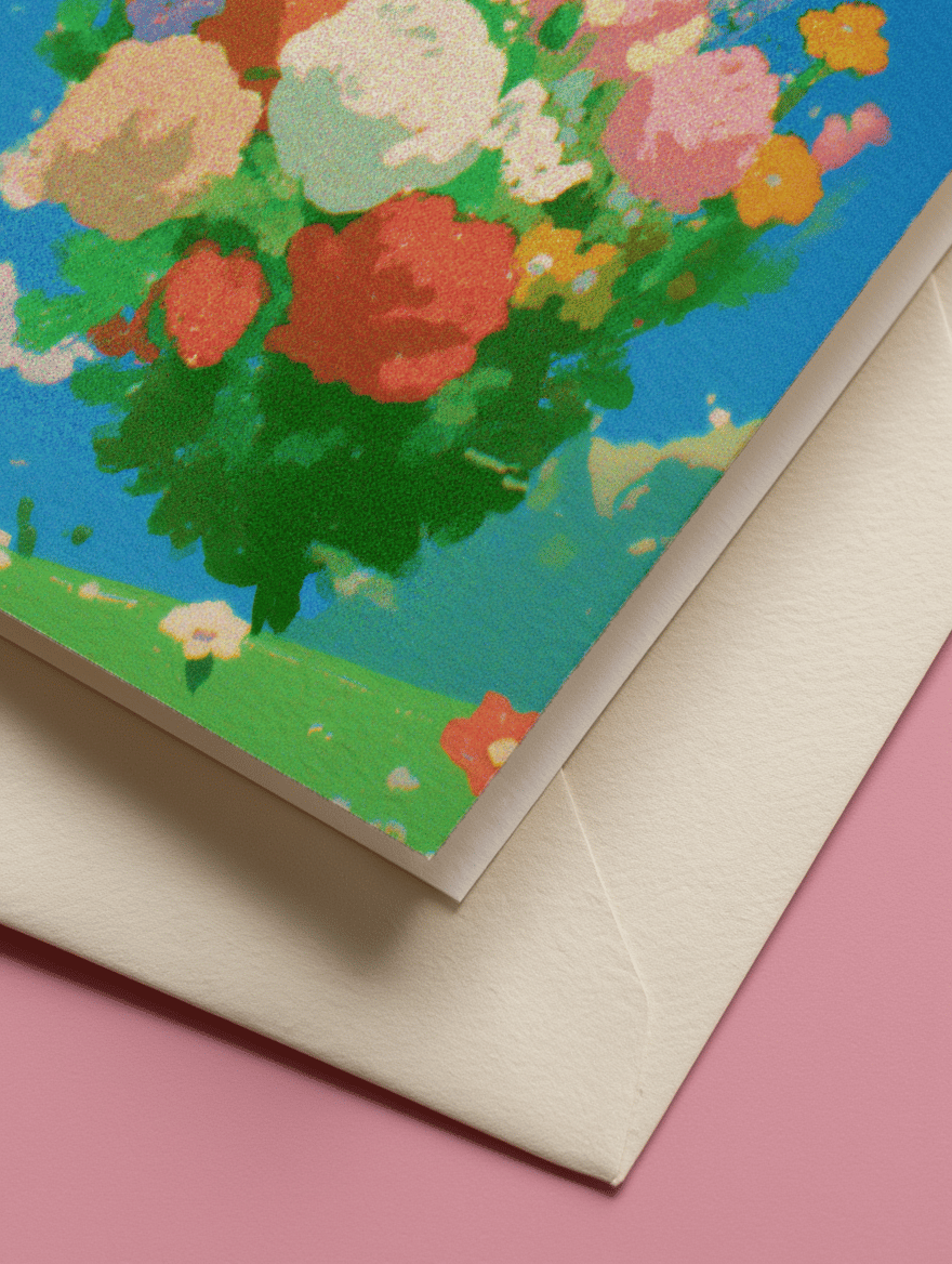 Bright Blooms Under the Sky Card mockup 3