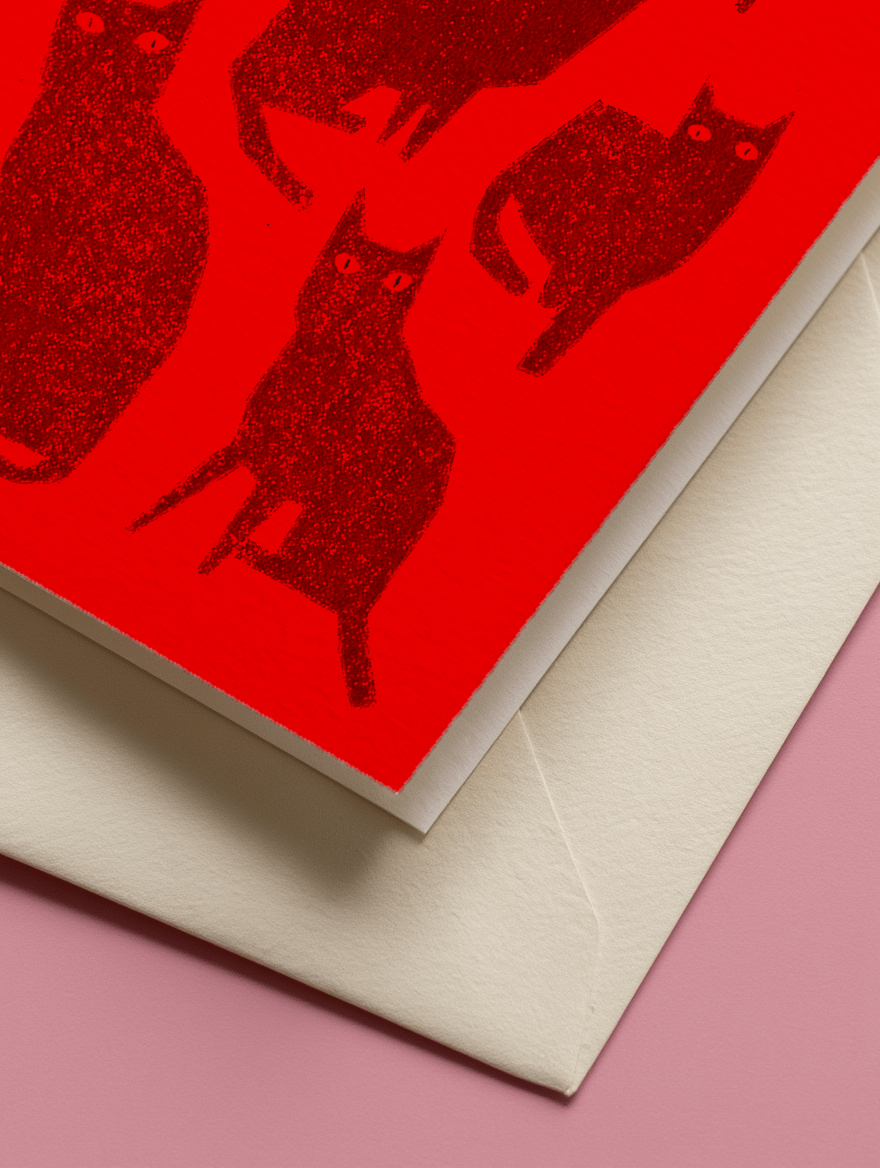 Mystical Black Cats Greetings mockup 3