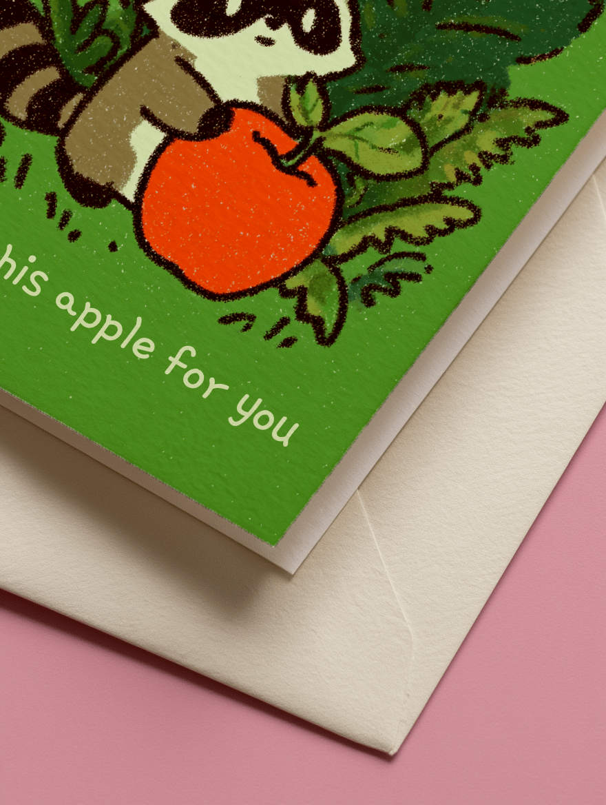 Adorable Raccoon Apple Love mockup 3