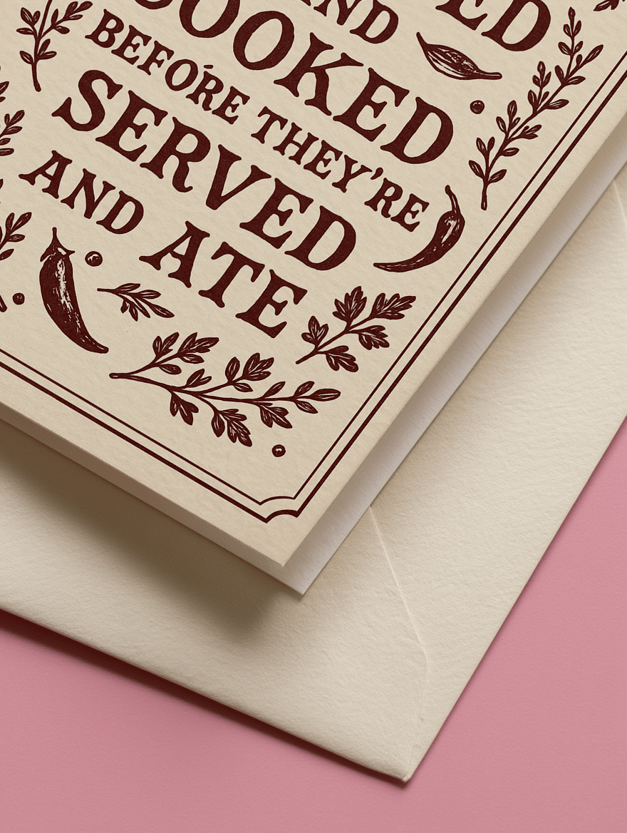 Chopped Cooked Served Ate Card mockup 3