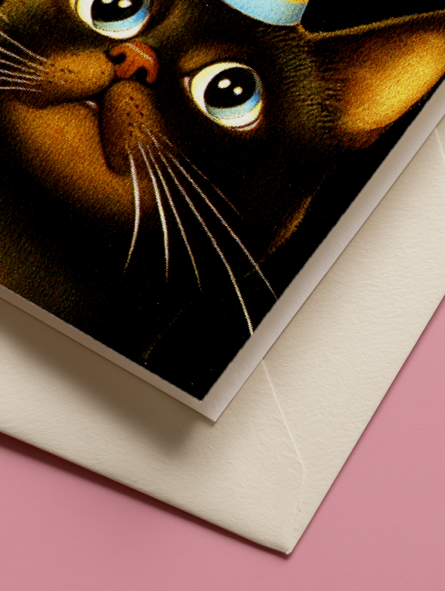Party Hat Cat Birthday Card mockup 3