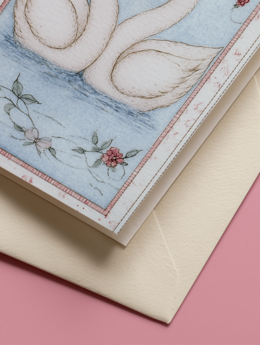 Romantic Swans Love Card mockup 3