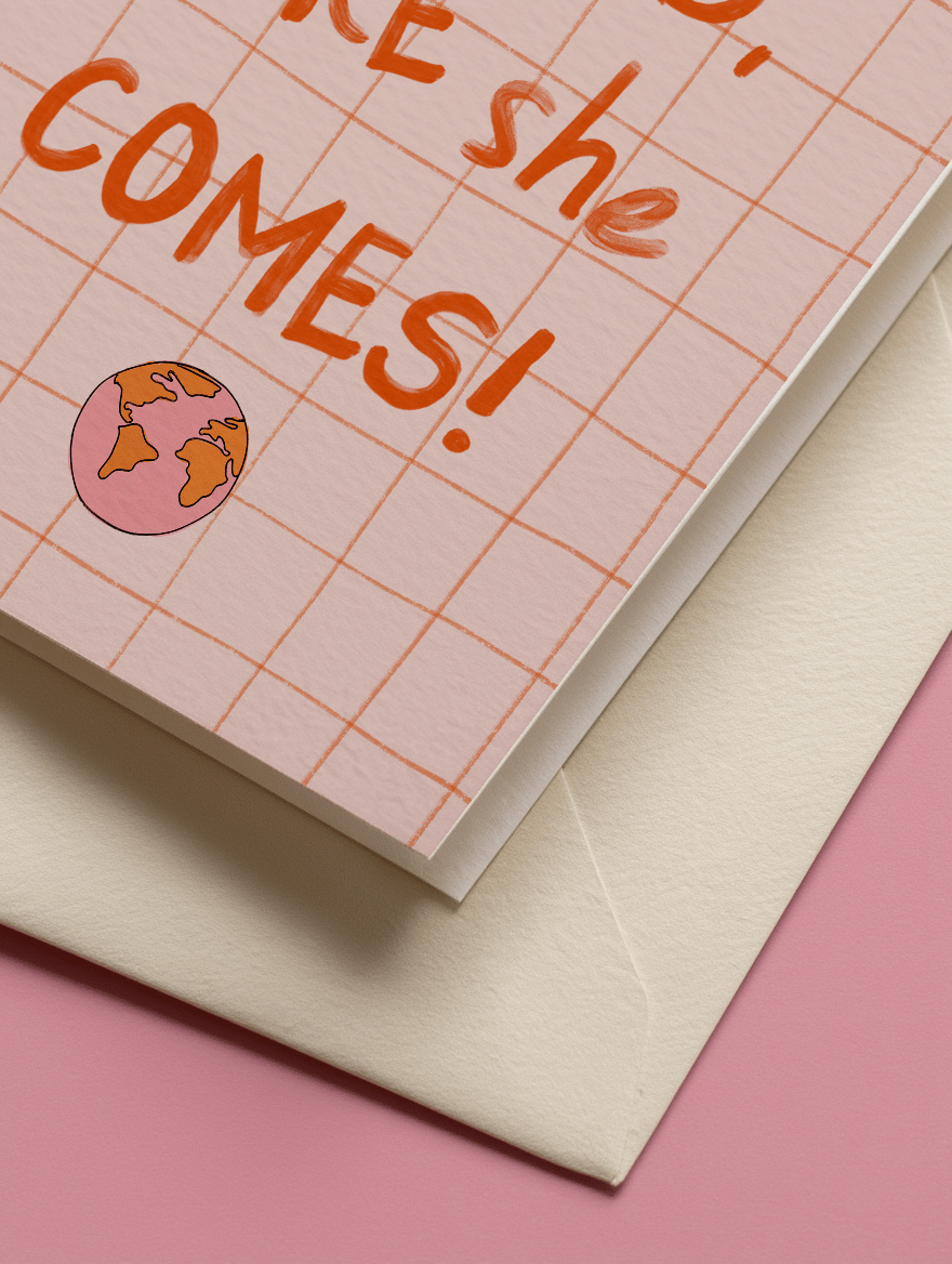 Look Out World She’s Coming Card mockup 3