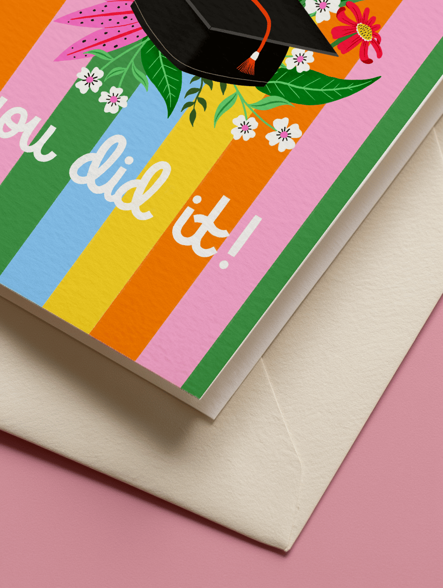 Well Done You Did It Floral Cap Card mockup 3