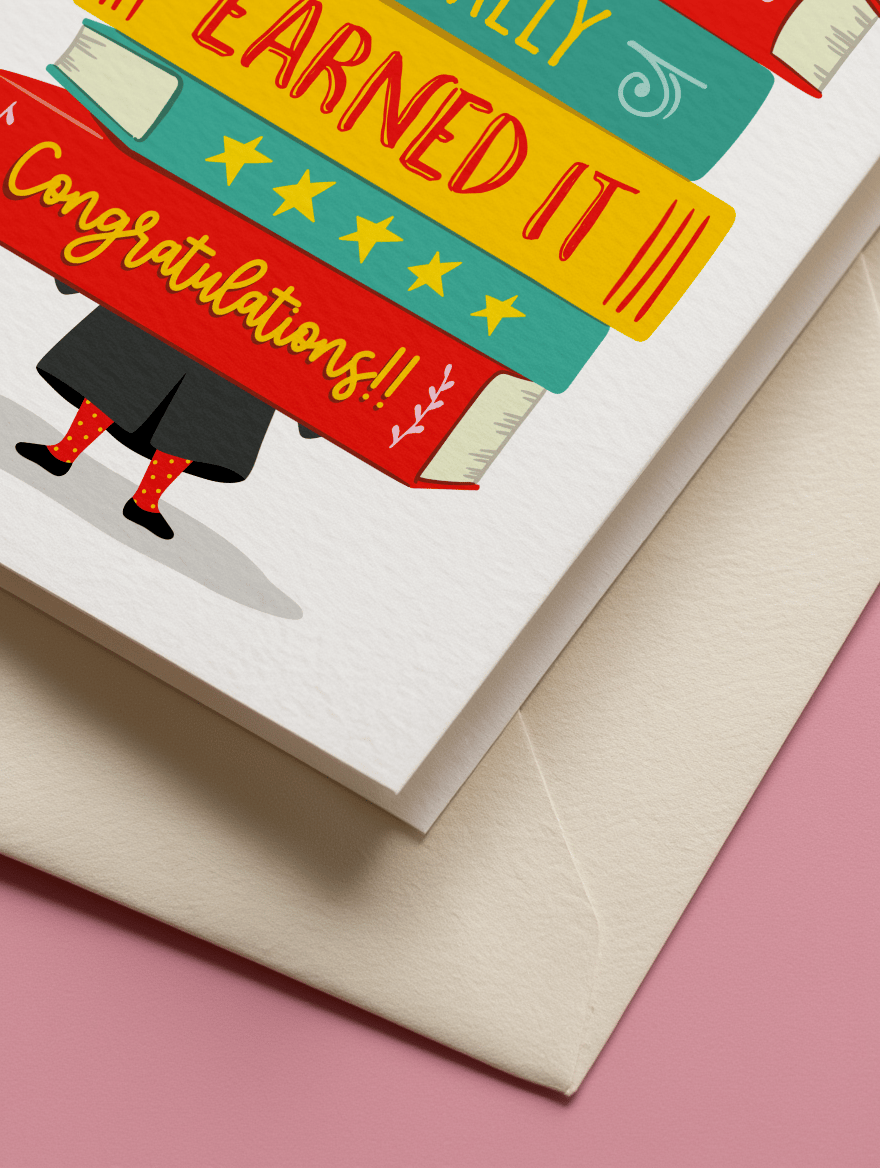 Book Stack Graduation Congrats Card mockup 3