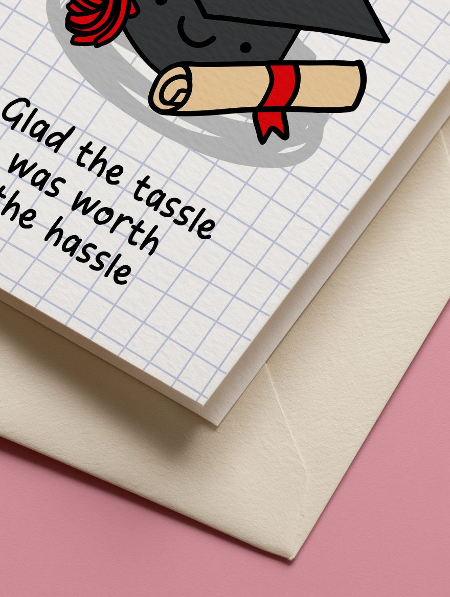 Tassle Worth the Hassle Graduation Card mockup 3