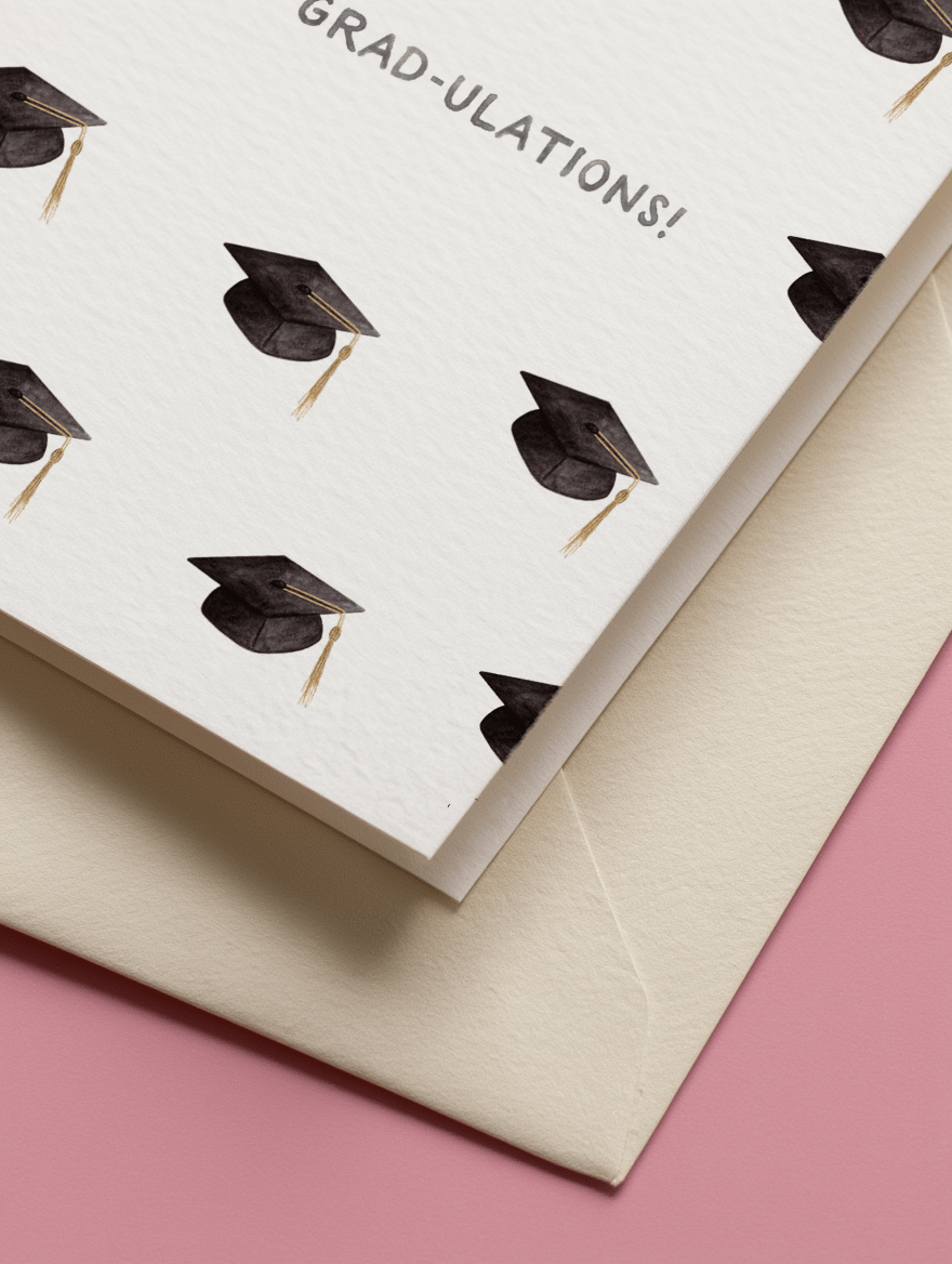 Con-Grad-ulations Graduation Cap Card mockup 3