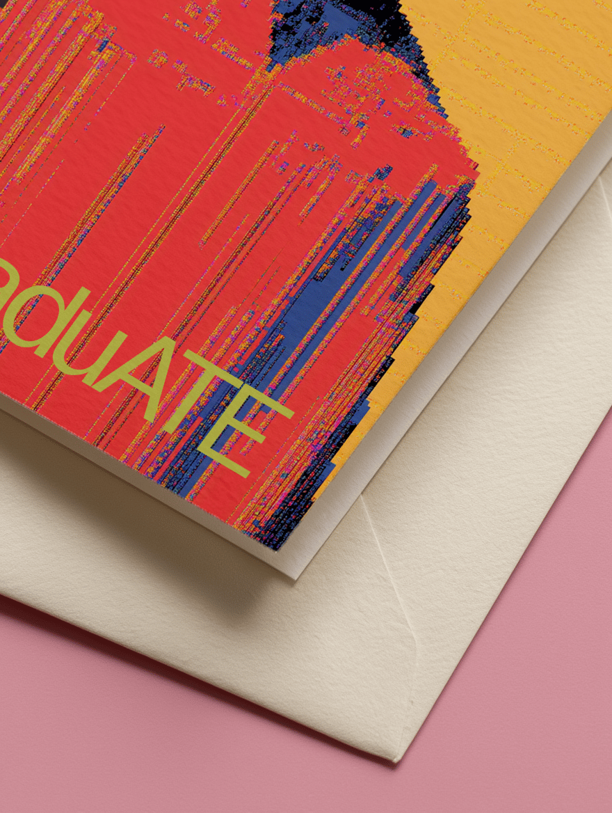 Glitched Out GraduATE Card mockup 3