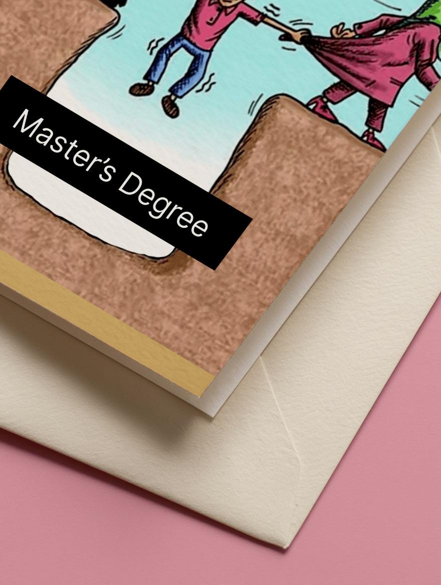 Divorce, Debt & Degrees Card mockup 3