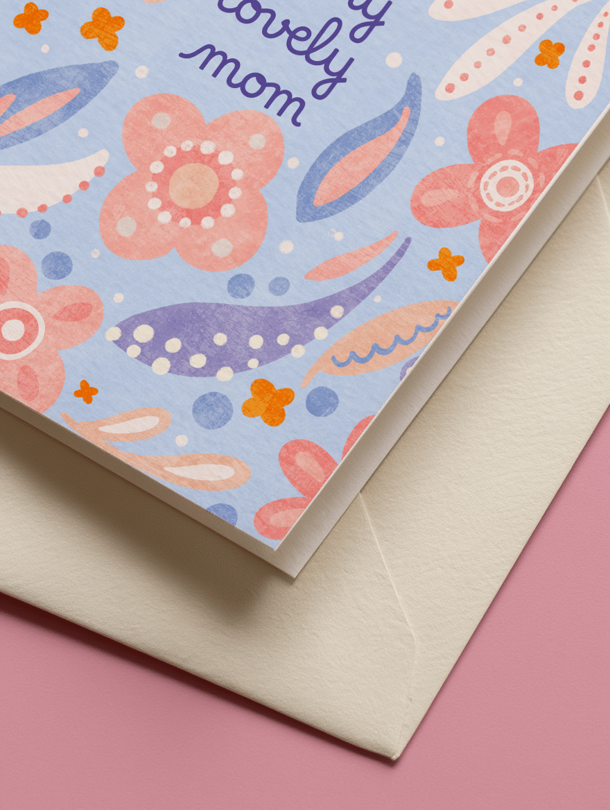 To My Lovely Mom Floral Card mockup 3