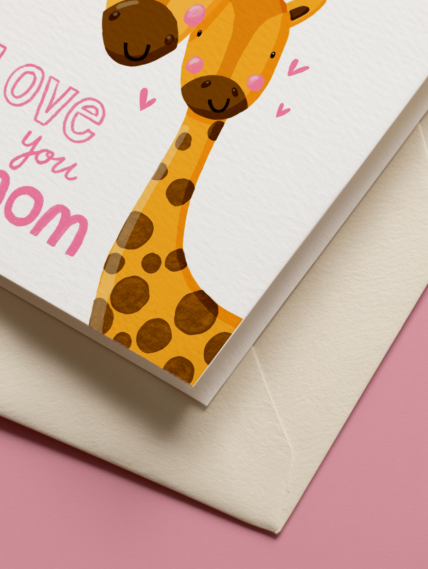 Love You Mom Giraffe Card mockup 3