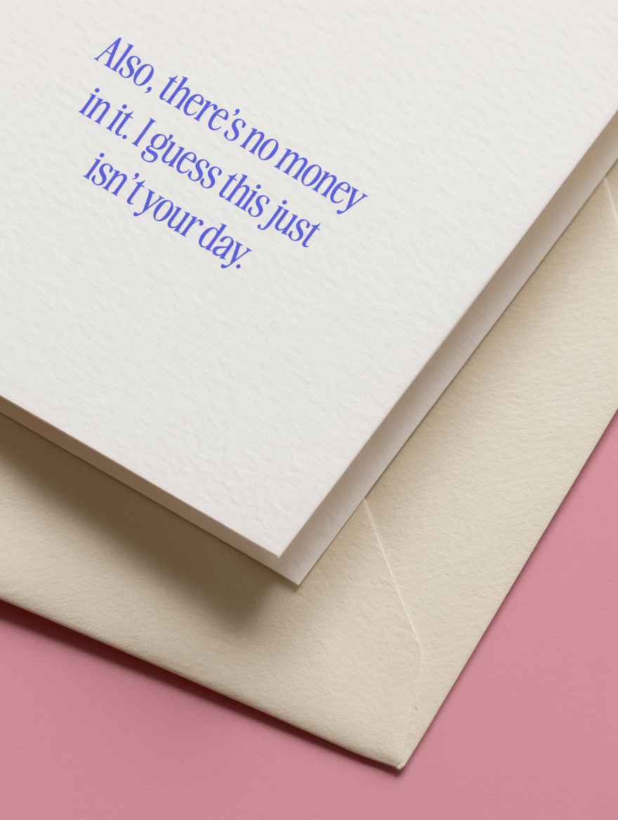 No Money, No Luck Birthday Card mockup 3