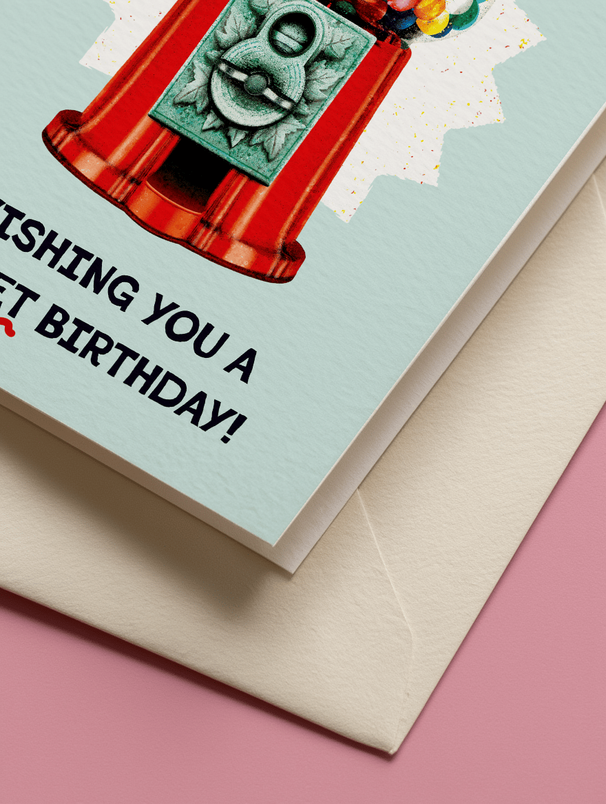 Sweet Birthday Gumball Machine Card mockup 3