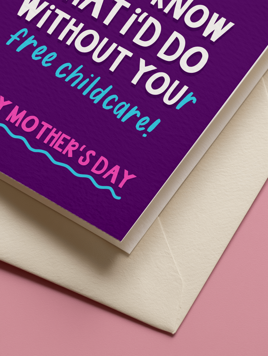 Free Childcare Thanks Mom Card mockup 3